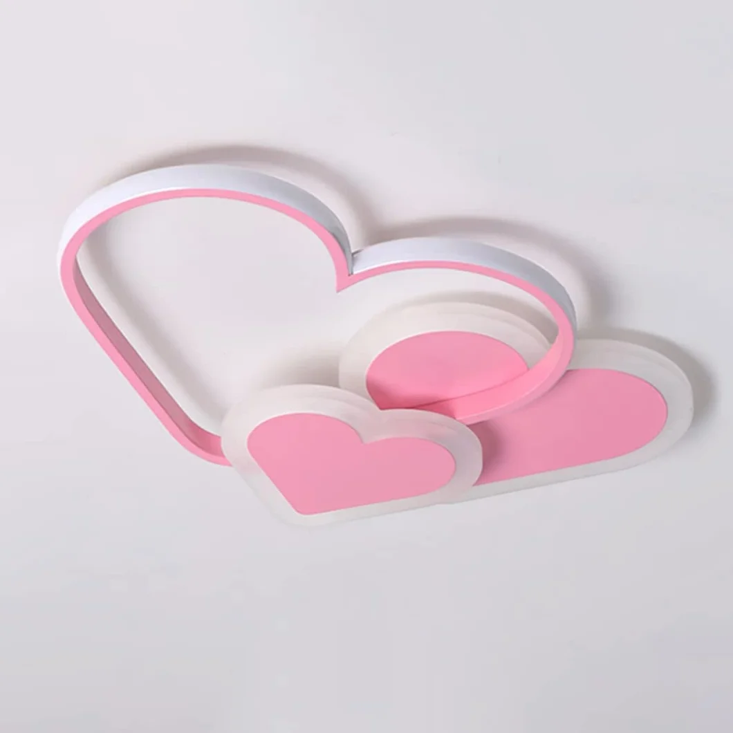 Plafonnier 3D LED Créatif Stéréoscopique Coeurs 30W Rose Lumière Chaude