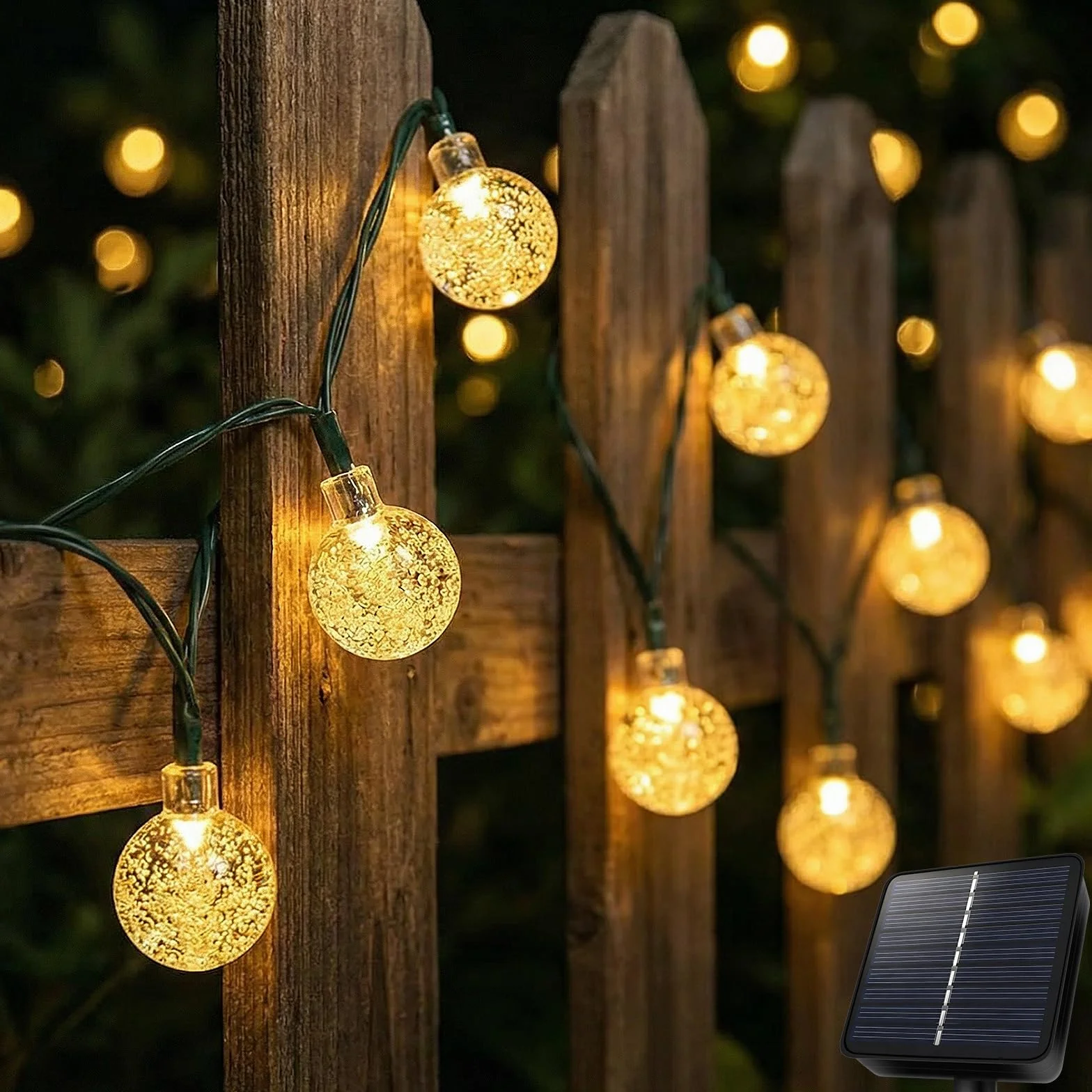 Guirlande lumineuse solaire d'extérieur 40 LED IP65 8 modes Blanc chaud