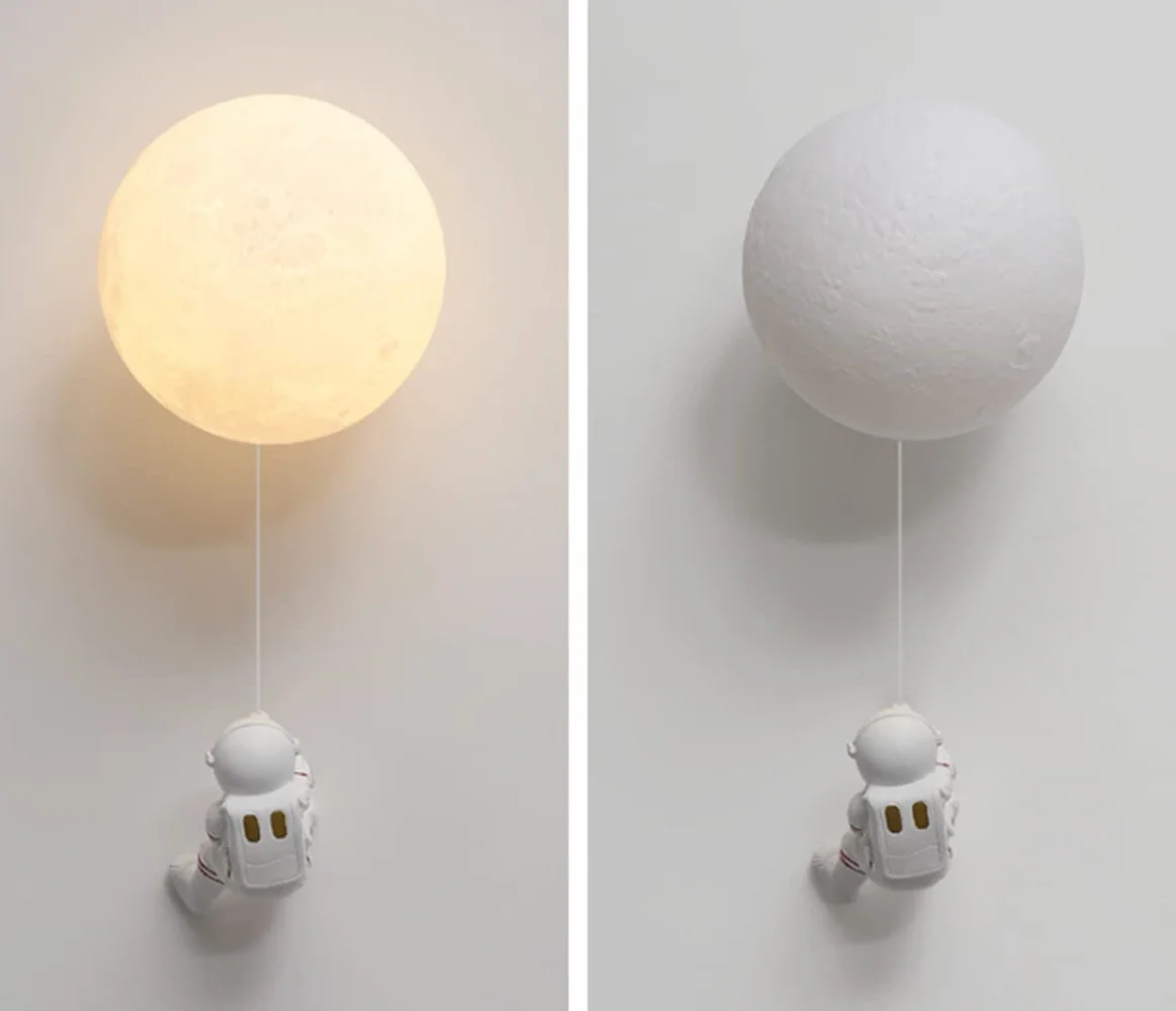Lampe Murale 3D Astronaute Lune Veilleuse Enfants E27