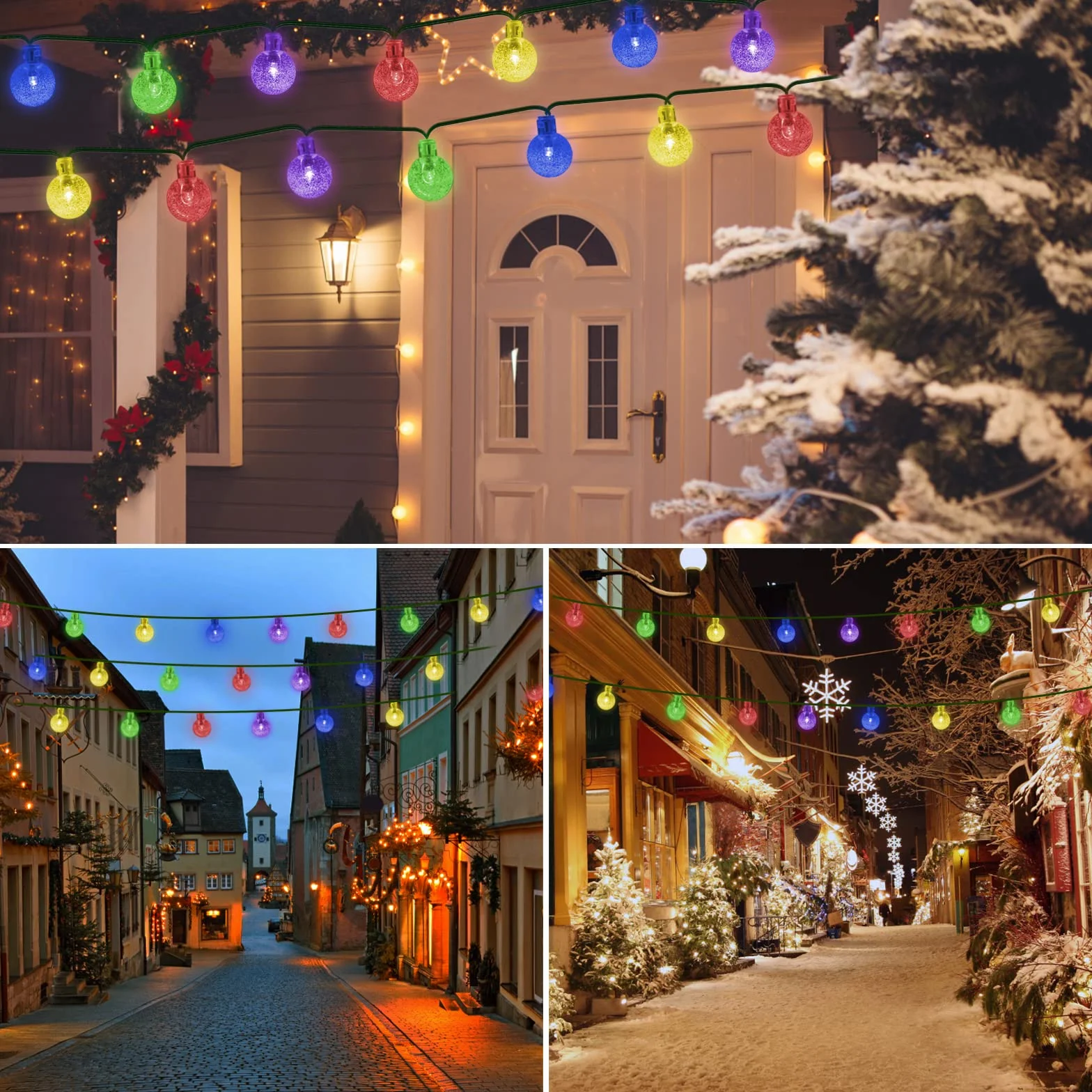 Guirlande lumineuse solaire LED étanche 50 LED 10 m 8 modes d'éclairage extérieur jardin terrasse Noël