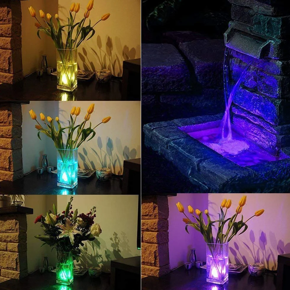 ALED LIGHT Mini Lumières LED Submersible RGB Multicolore Étanche avec 2 Télécommandes pour Piscine Étang Aquarium