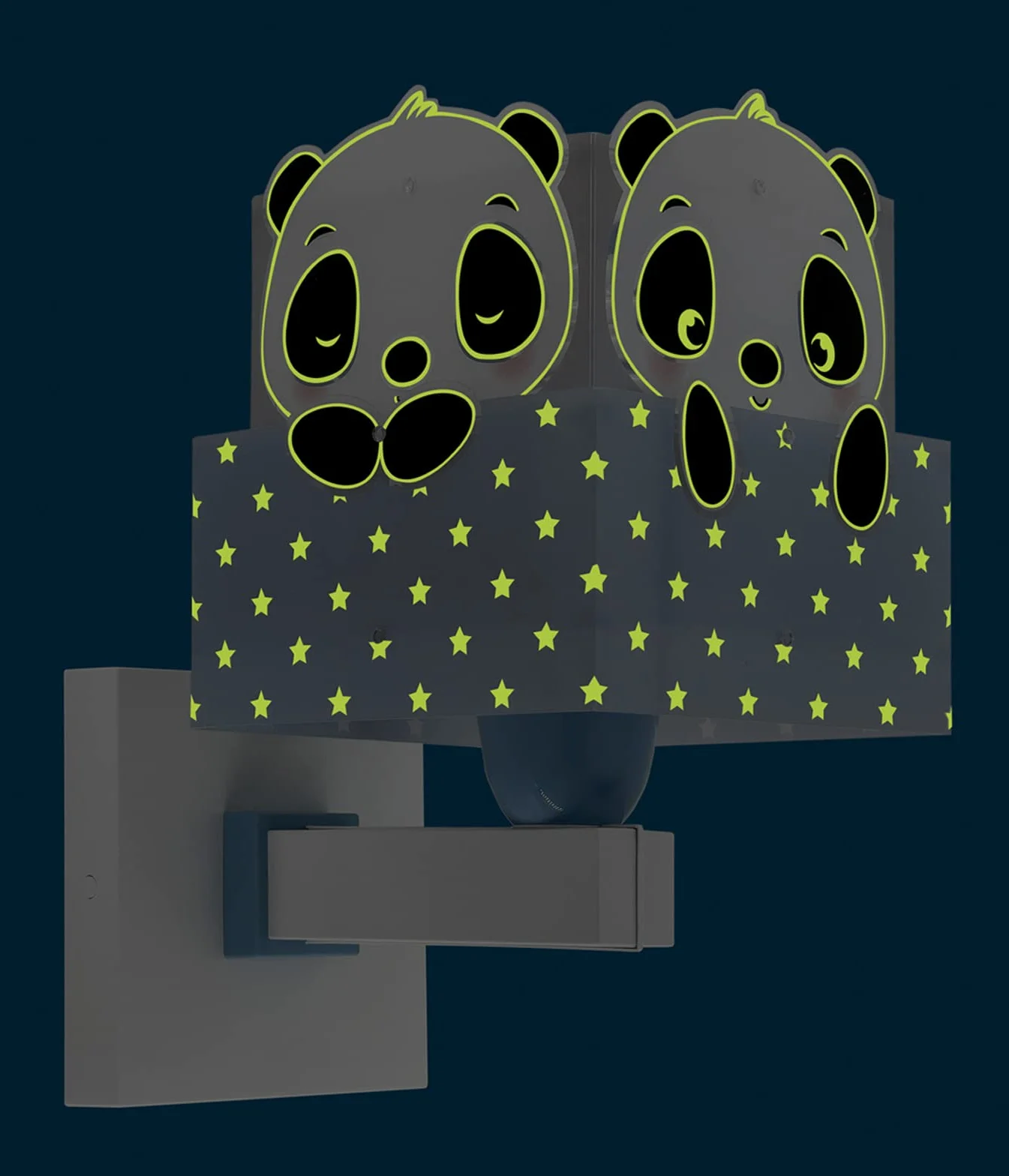 Dalber Lampe Applique Murale Enfant Ours Panda Animaux Bleu E27