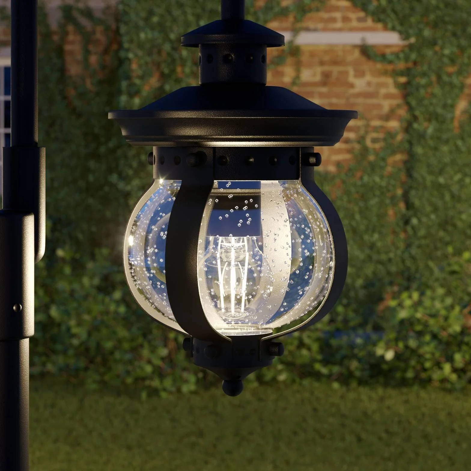 Lindby Lampadaire Extérieur Farley Intensité Variable Noir Métal 2 Lampes E27