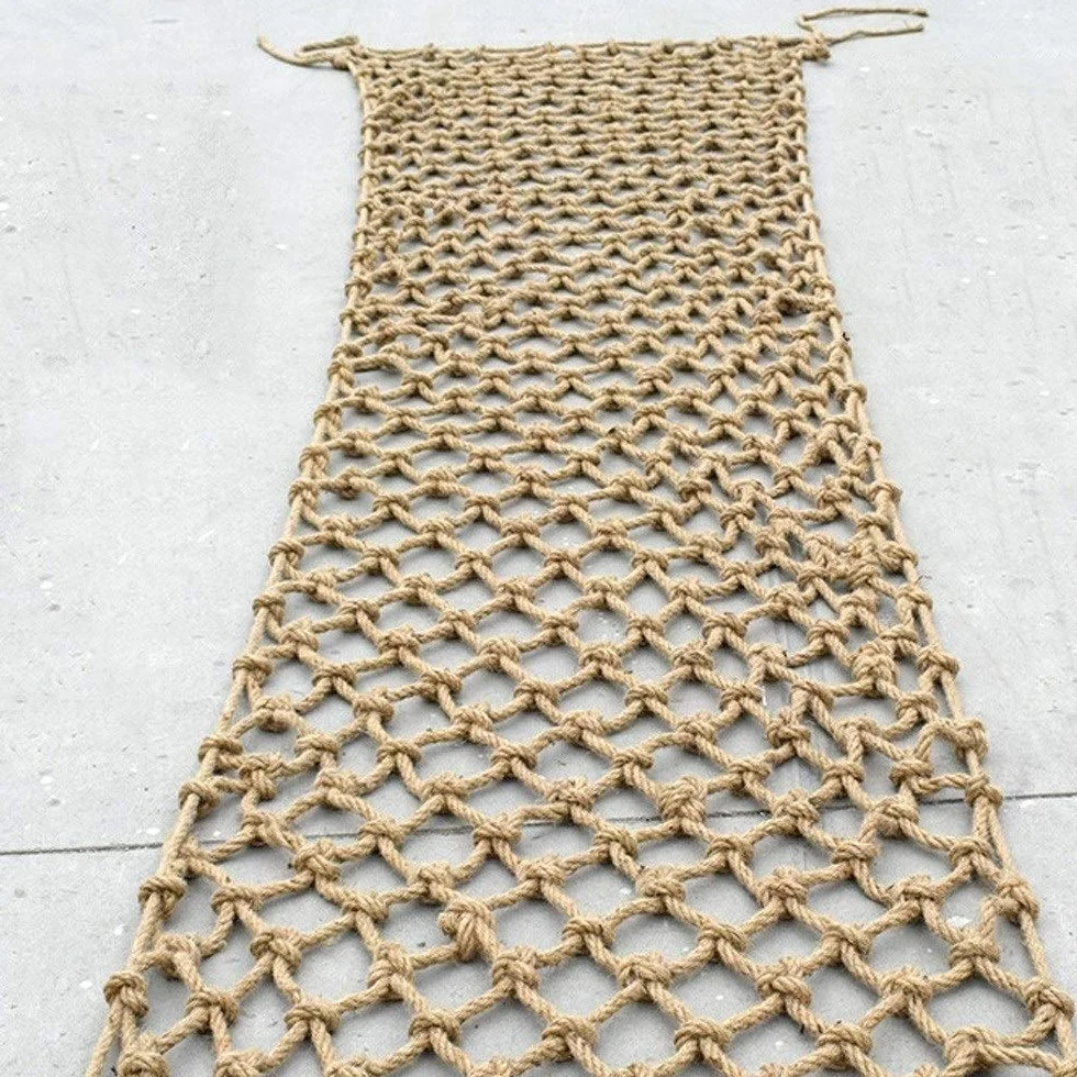 Filet Décoratif en Corde de Chanvre Anti-Chute 1x2m pour Garde-Corps Balcon
