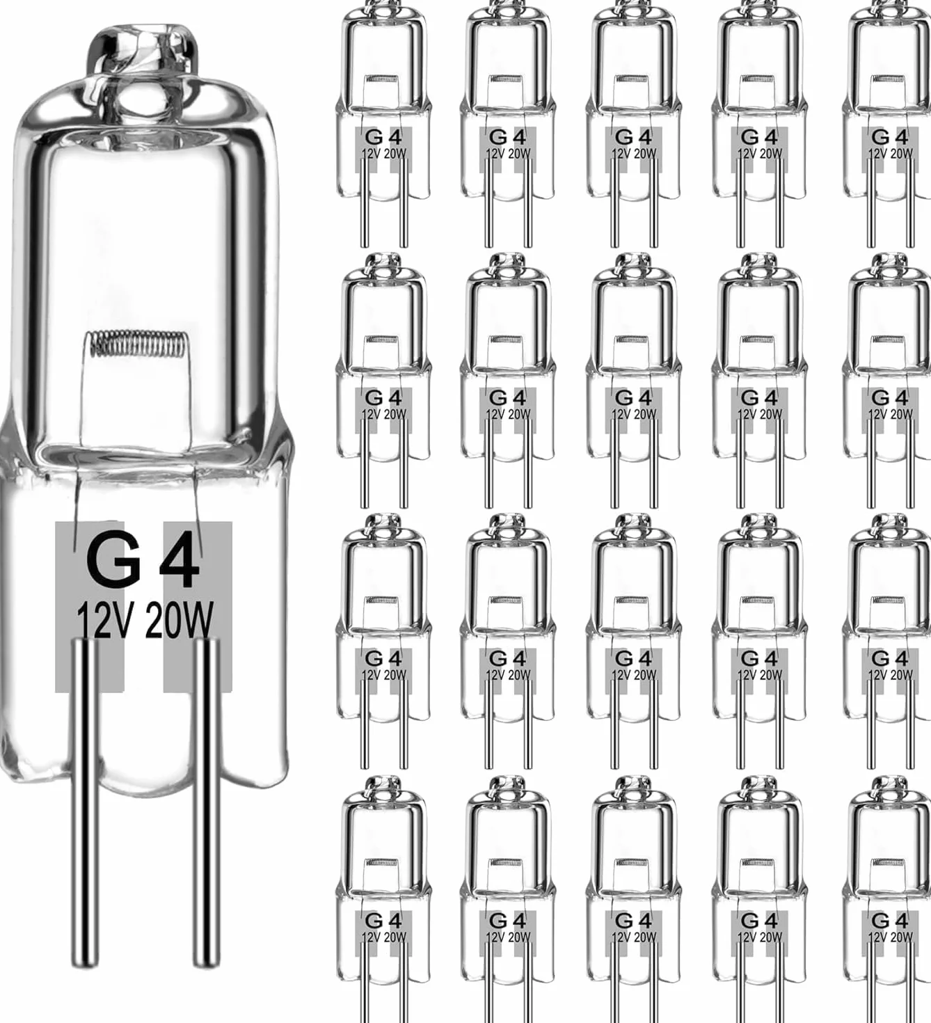 Ampoules Halogènes G4 12v 20w Dimmable Blanc Chaud 280lm 2800k 20 Pièces