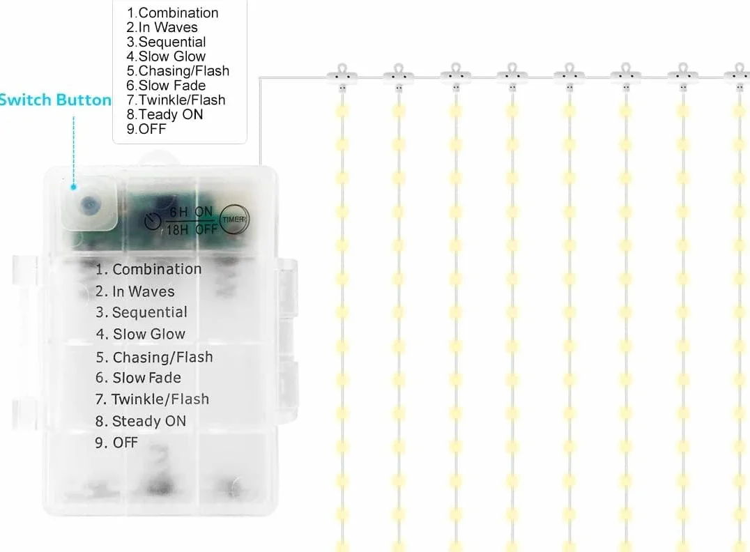 Sunlisky Guirlande Lumineuse LED Jardin IP68 8 Brins 1,3 m 3528 Perles Télécommande 8 Modes 3000 K
