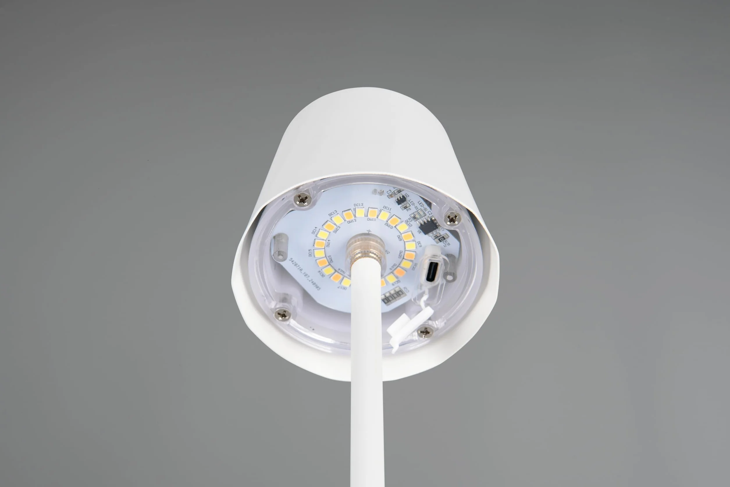 Reality Leuchten Diaz Lampe de table d'extérieur à 4 LED avec batterie métal blanc mat 1,6 W Couleur de la lumière réglable
