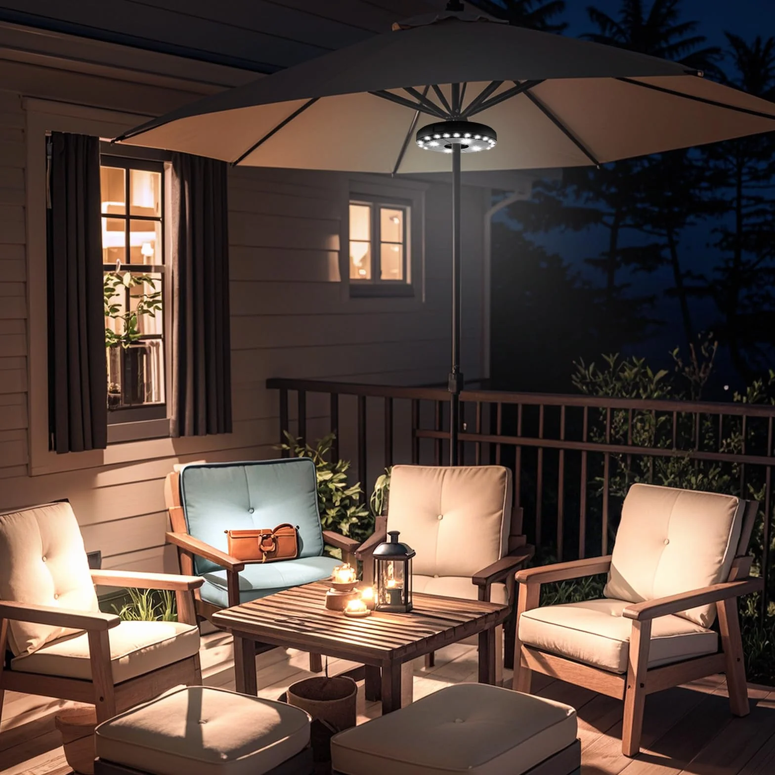 HELESIN Éclairage pour Parasol avec 28 LED, 3 Modes, Alimentation par Batterie