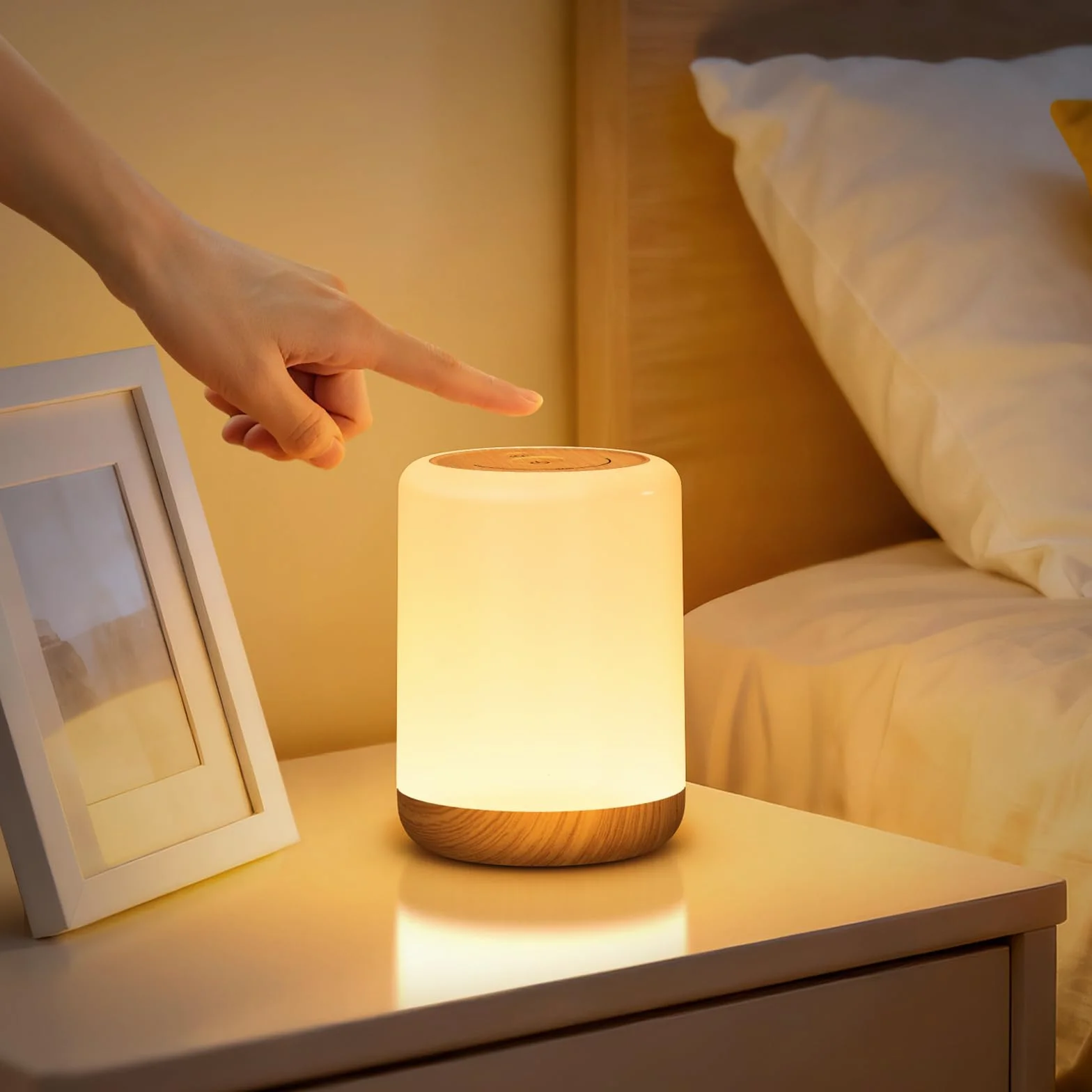 VIWAVE Lampe de Chevet Tactile, Veilleuse Bébé 256 Couleurs RVB 3 Modes Minuteur, Lampe de Table Rechargeable Sans Fil