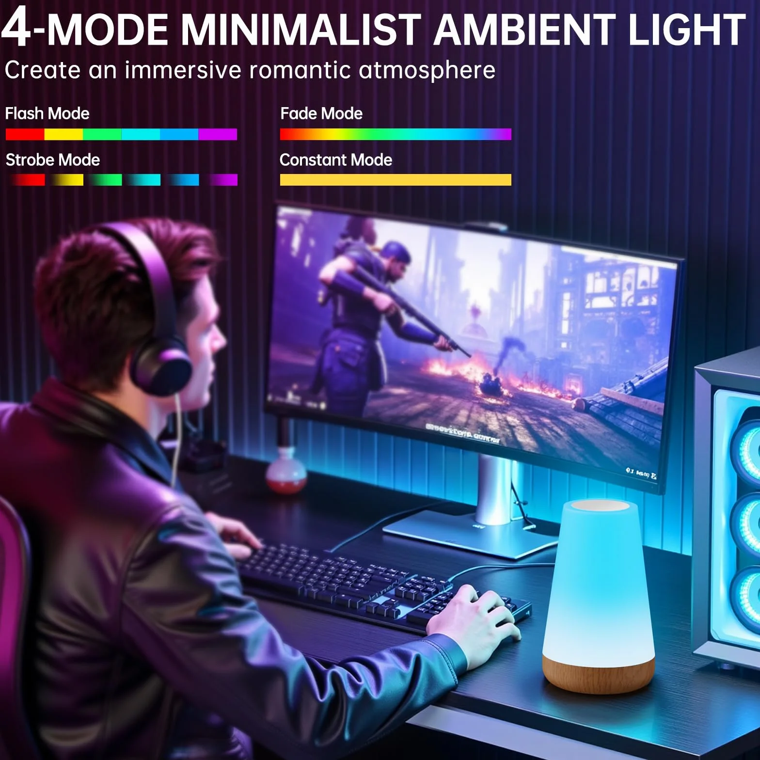 Lampe de Chevet LED Rechargeable 13 Couleurs 5 Niveaux Tactile Veilleuse Sans Fil Enfant