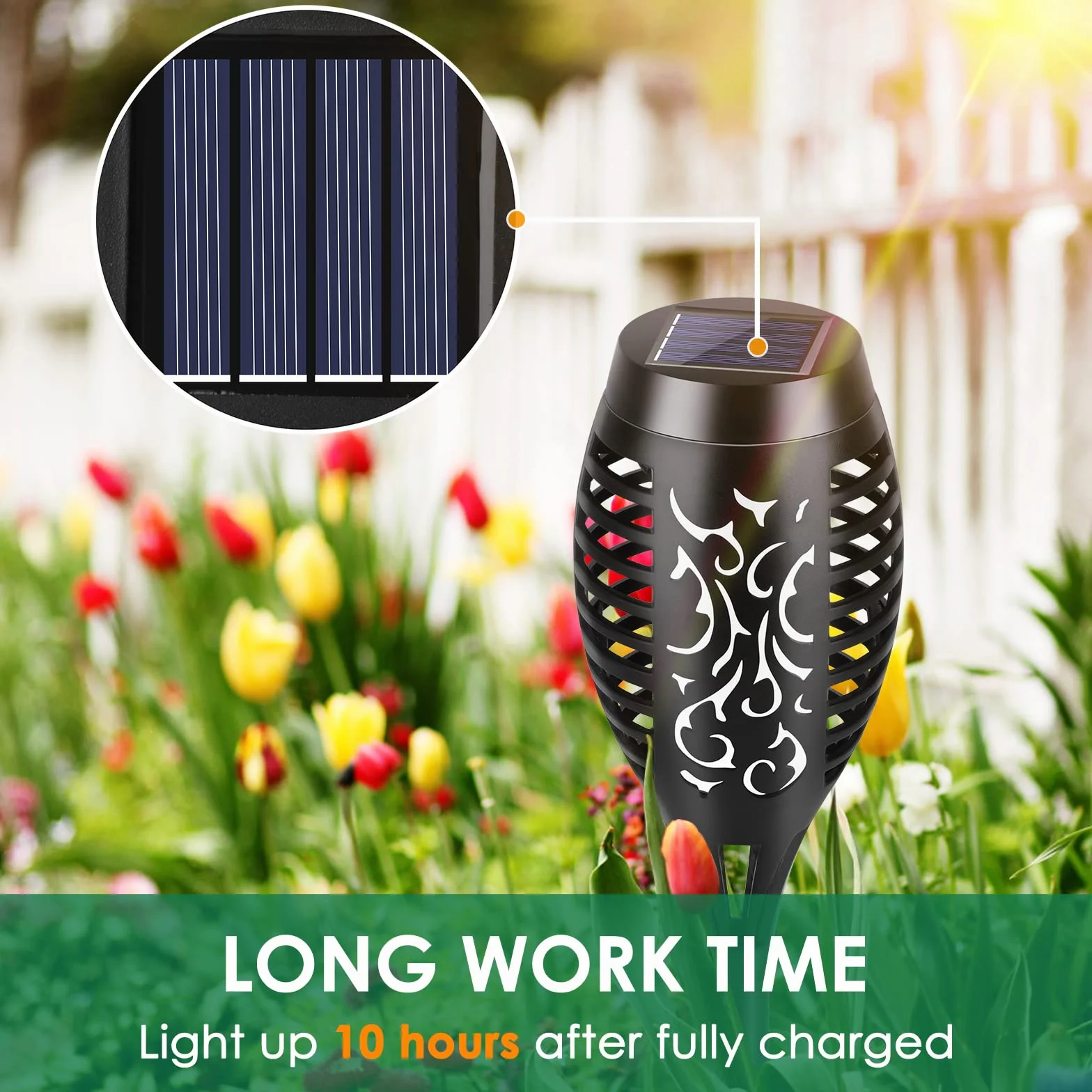 Lumières Flamme Solaire Exterieure 12 LED IP65 Lampe Solaire Torche Jardin Étanche
