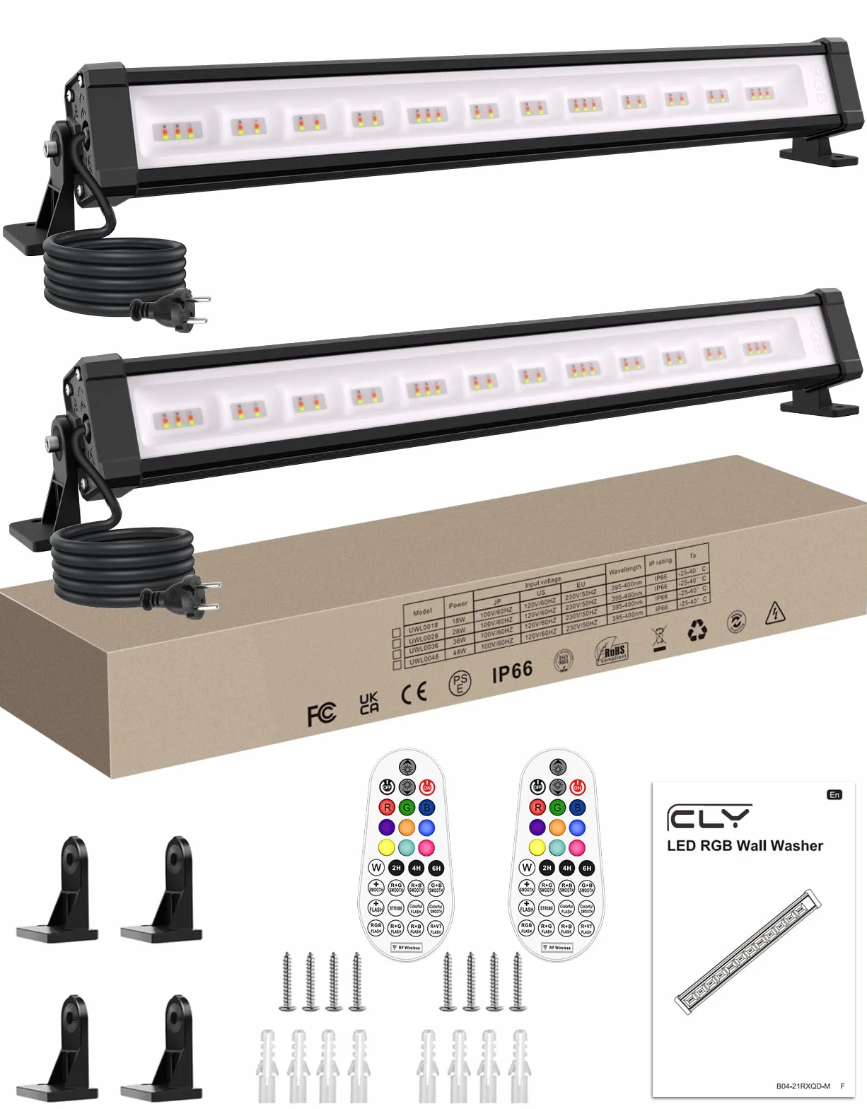 Projecteur LED RGB Barre 42W IP66 avec Télécommande RF 360° Dimmable