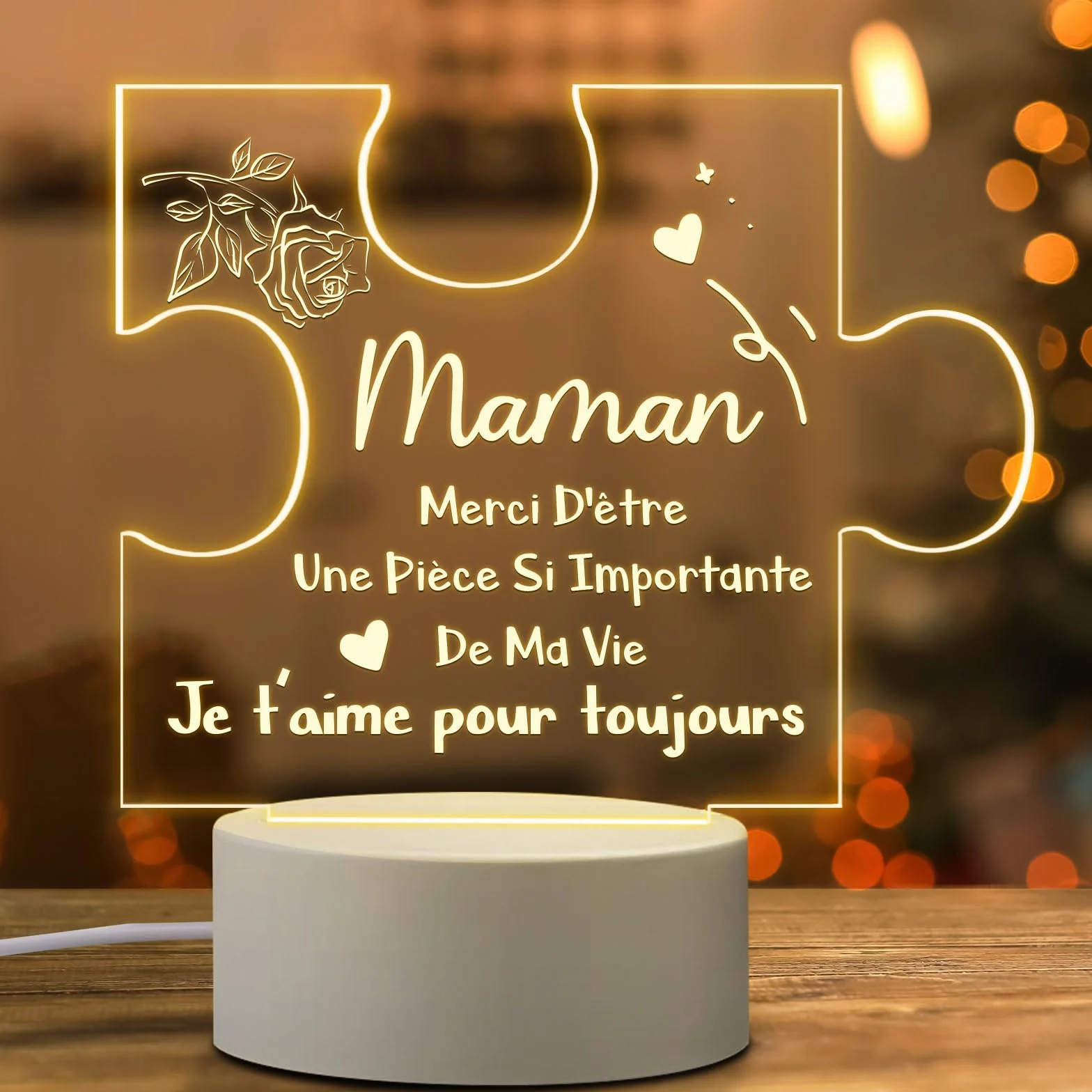 Lampe en Acrylique Personnalisée Cadeau Fête des Mères pour Maman Femme