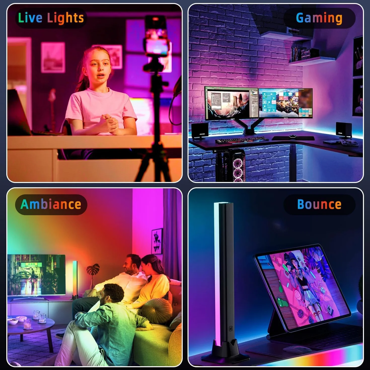 LEAZZLE Lampe LED TV RGB Synchronisation Musicale Gaming Télécommande Rétroéclairage