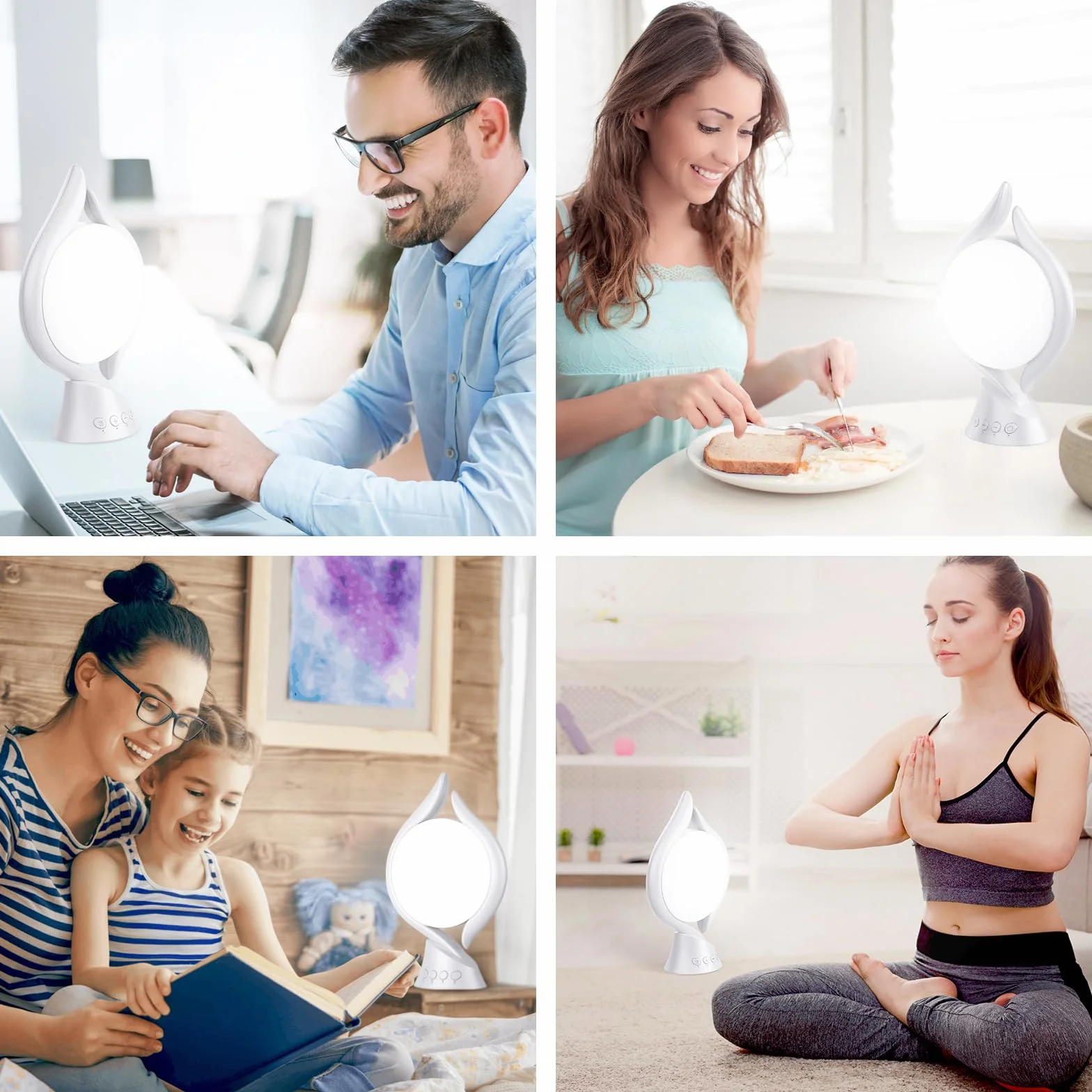 Lampe luminothérapie 10000 Lux 3 couleurs 4 minuteries 5 intensités réglables mémoire sans UV