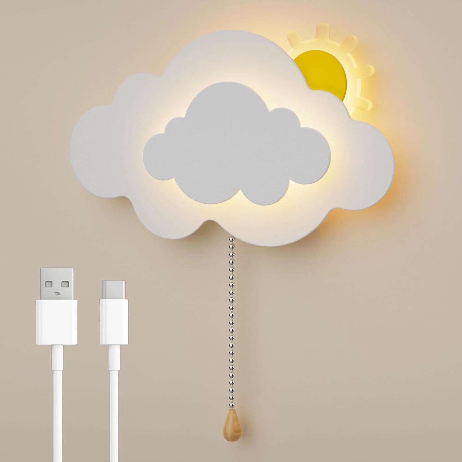 DROMEZ Applique Murale Enfant LED - Lampe Murale Sans Fil Rechargeable 3 Températures de Couleur Blanc