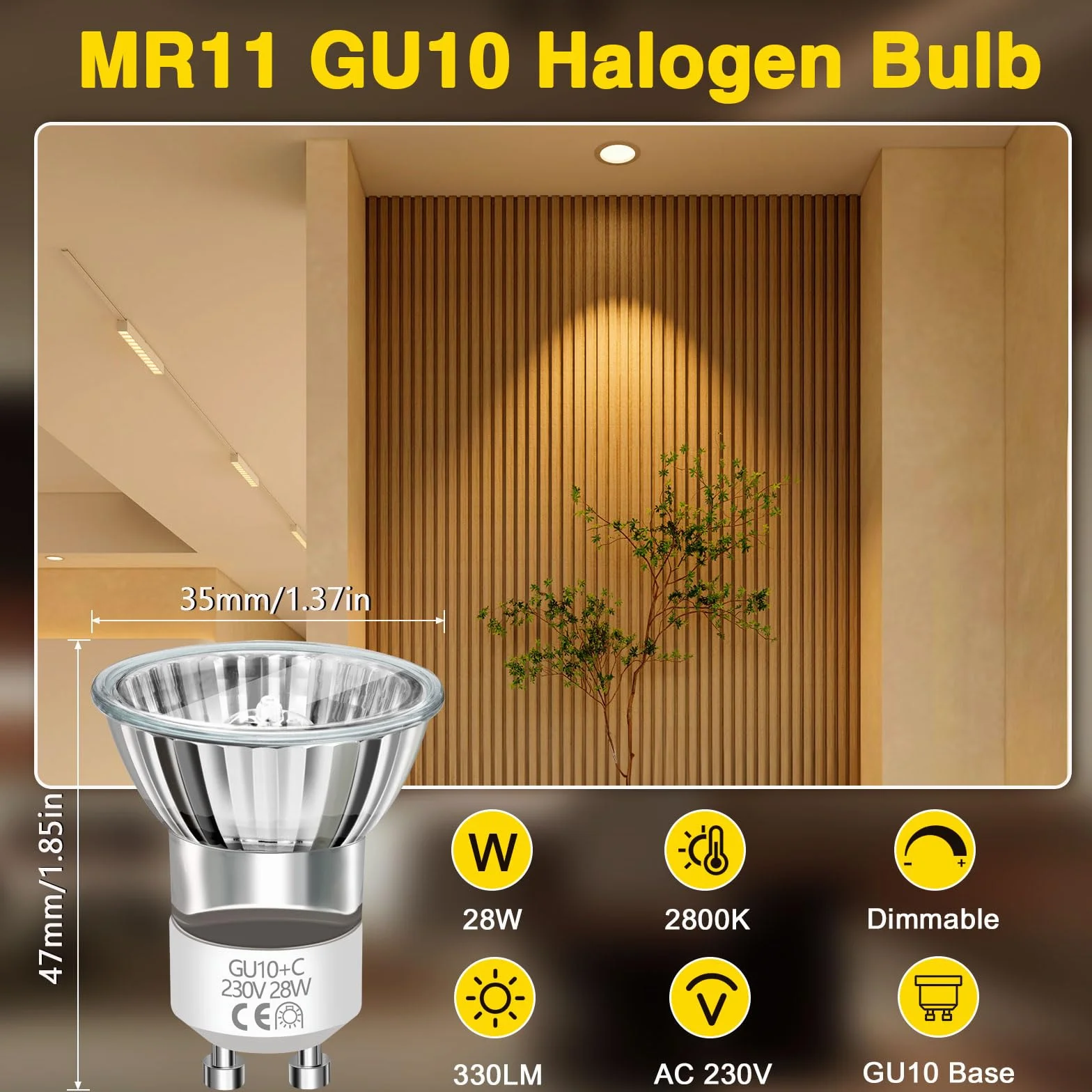 Ampoule Lampe Lave Mini GU10 28W 230V Dimmable 330LM Blanc Chaud 2800K MR11 Lot de 2