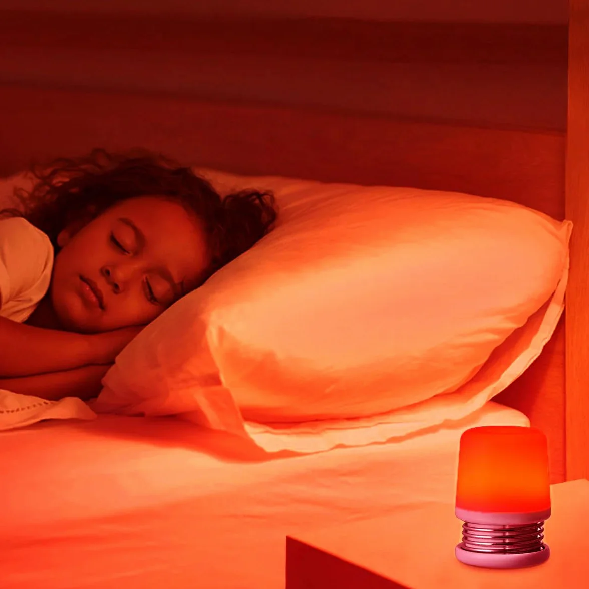 Lampe de nuit ambre rouge sommeil 1600K 625nm sans lumière bleue rechargeable USB-C