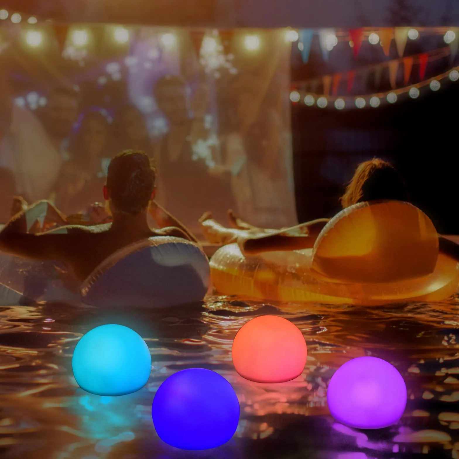 Lot de 4 lampes de piscine flottantes RVB 16 couleurs avec télécommande étanches