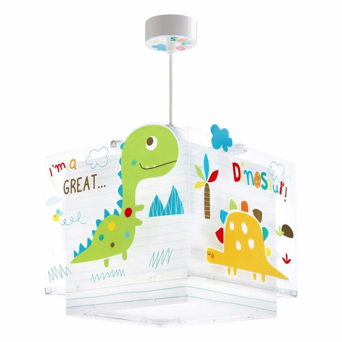 Dalber Lampe Suspension Enfant Dinosaures Multicolore E27 Lustre Chambre