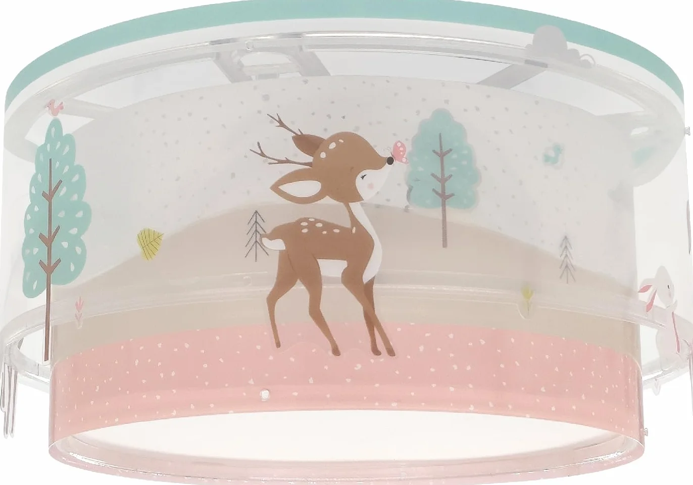 Dalber Plafonnier Enfant Lampe de Plafond Cerf Rose E27 2x15W