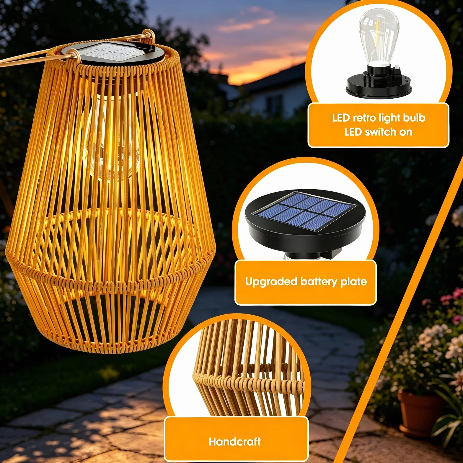 KagoLing Lanterne Solaire Exterieur Jardin IP65 Suspendre pour Noël Halloween Balcon