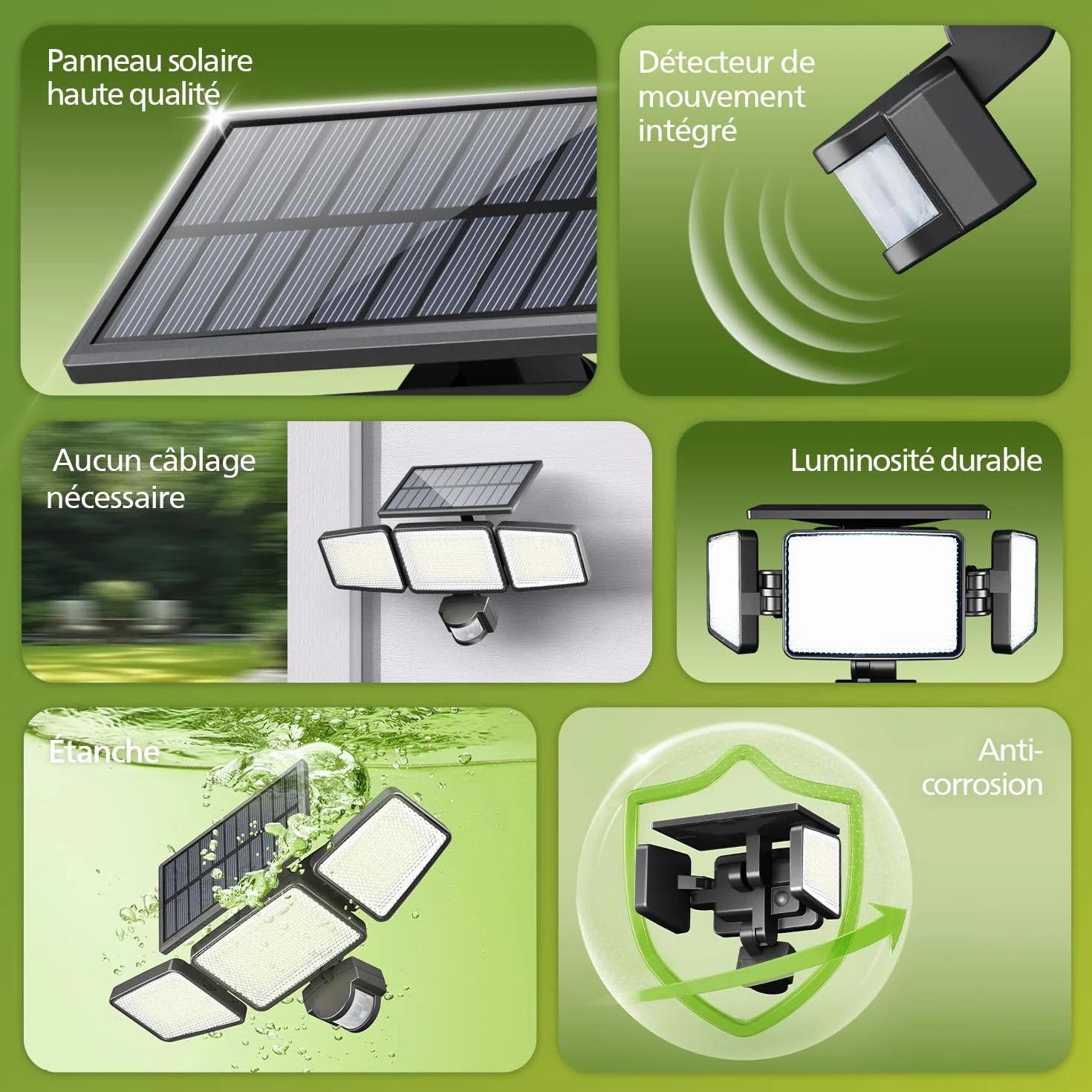 Philips Lampe de sécurité solaire Extérieur 302 LED 1200 lm IP65 Détecteur de mouvement PIR 3 modes