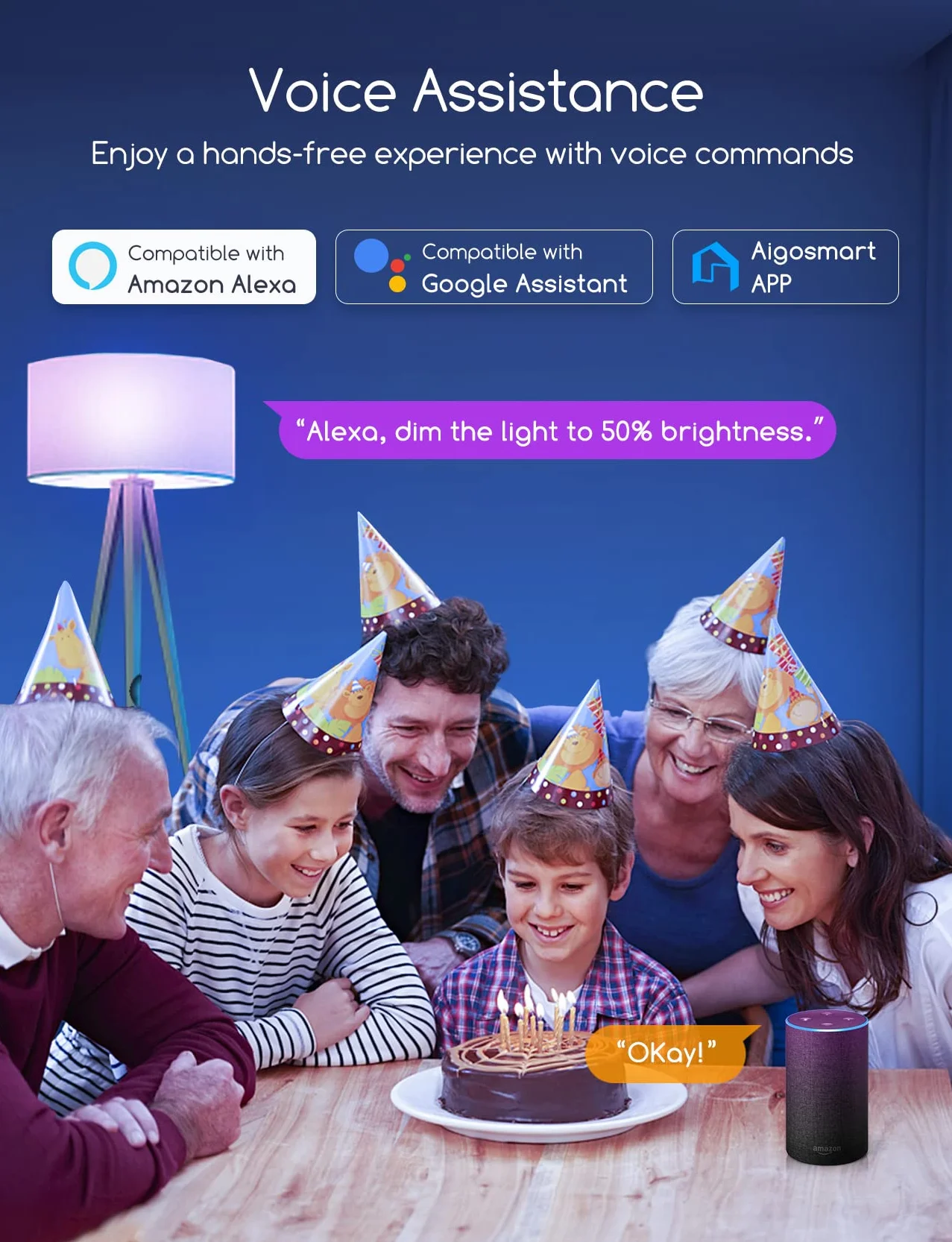 Aigostar Ampoule Connectée Wifi G45 E27 6.5W RGBCW Compatible Alexa Google Home 6 Unités