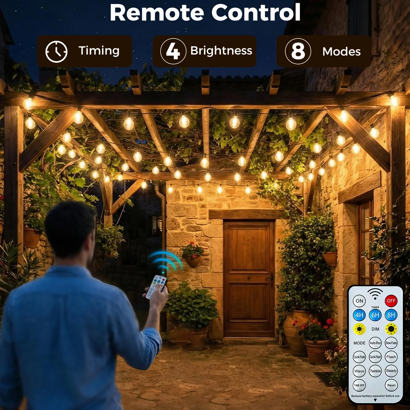 Guirlande Solaire Exterieur Dimmable 10M 8 Modes IP65 Étanche Lumiere Guinguette Jardin