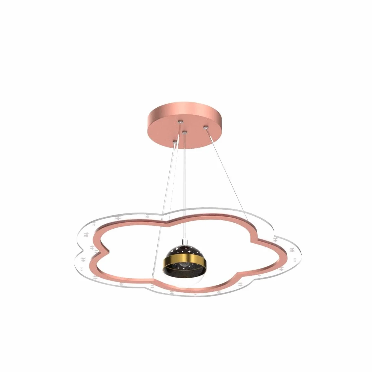 Lustre LED Ciel Étoilé Fleur Design Dimmable Rose 40cm Chambre Enfant
