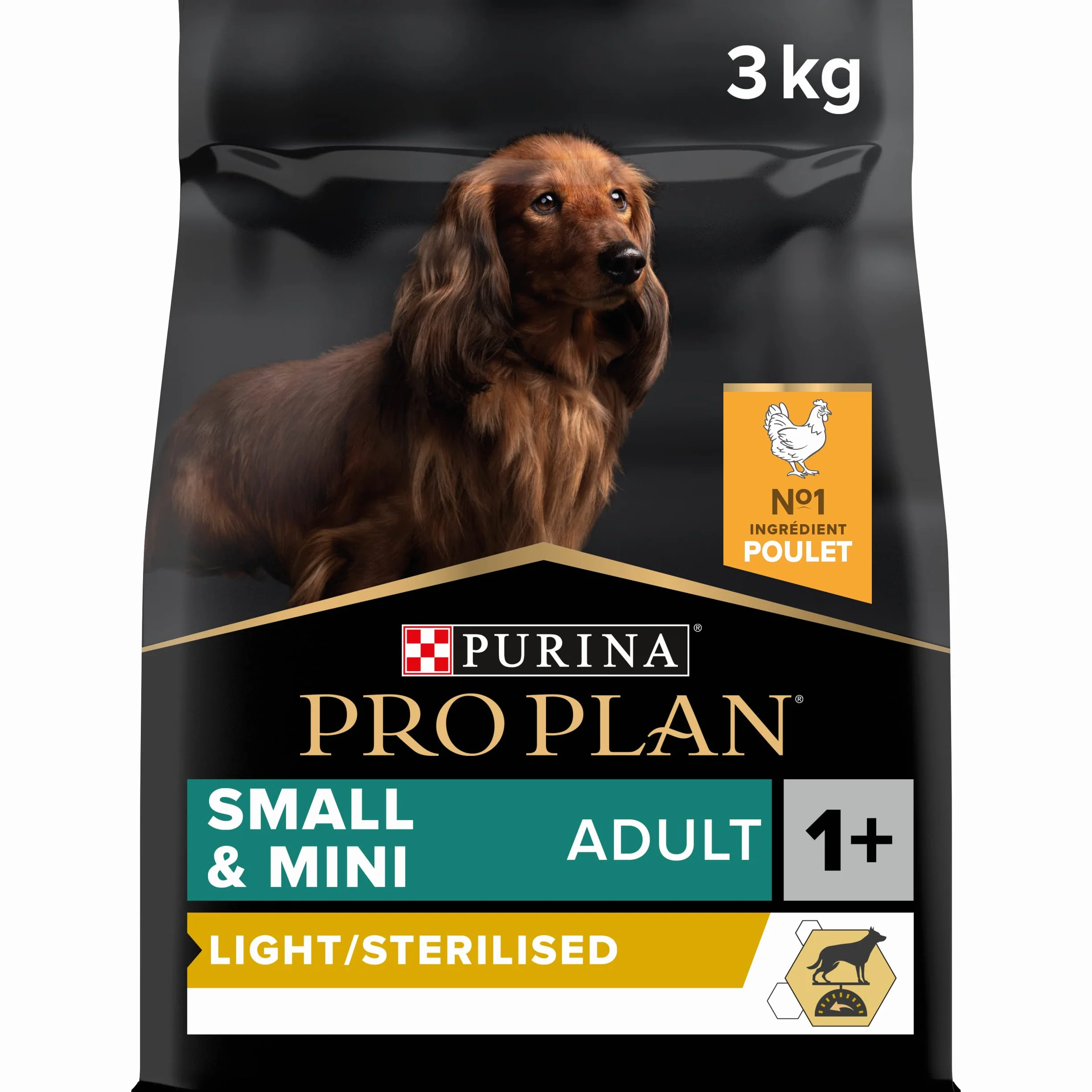 PRO PLAN Small & Mini Adult Light Sterilised Riche en Poulet 3KG Croquettes pour chiens adultes