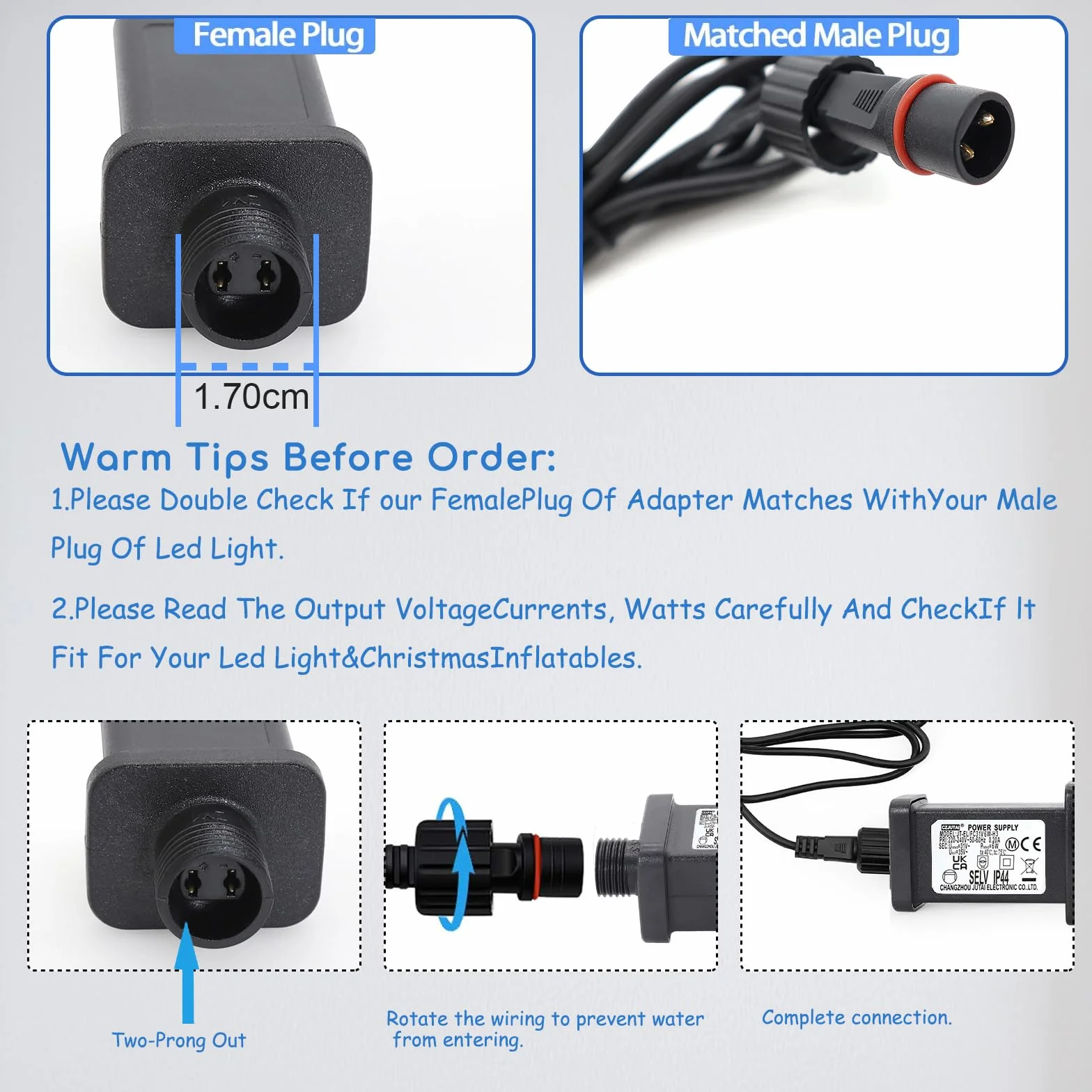 Transformateur LED CZJUTAI 31V 6W IP44 Alimentation éclairage Noël Prise européenne