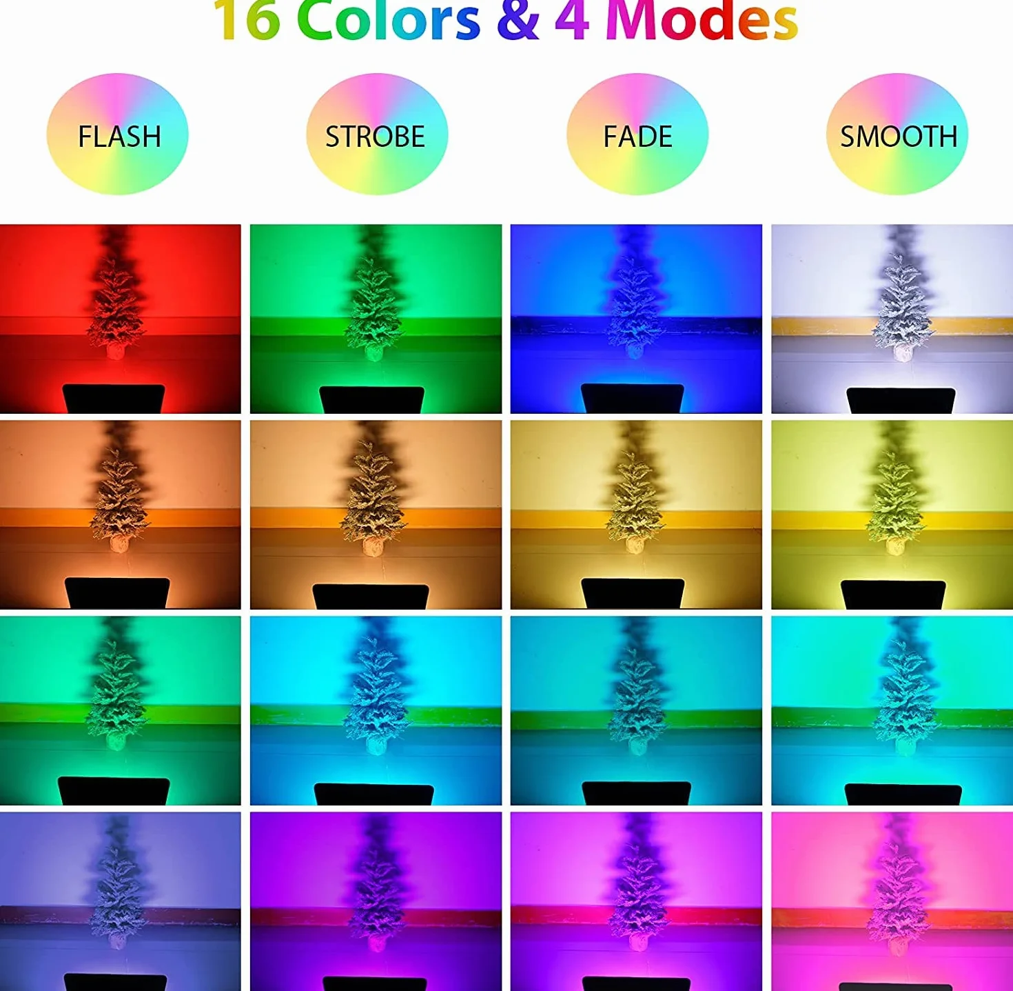 T-SUNUS Projecteur LED RGB Exterieur 100W IP66 avec Télécommande 16 Couleurs 4 Modes