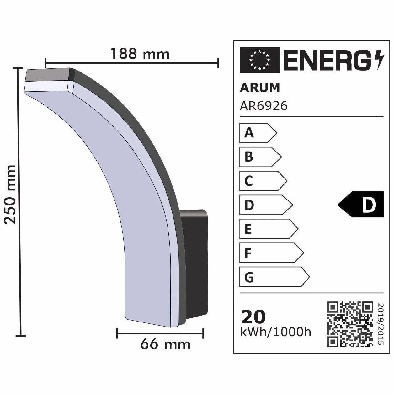 Applique Murale Extérieure LED GIBRALTAR 20W 3100 Lumens IP65 Gris Anthracite Blanc Naturel 4000K