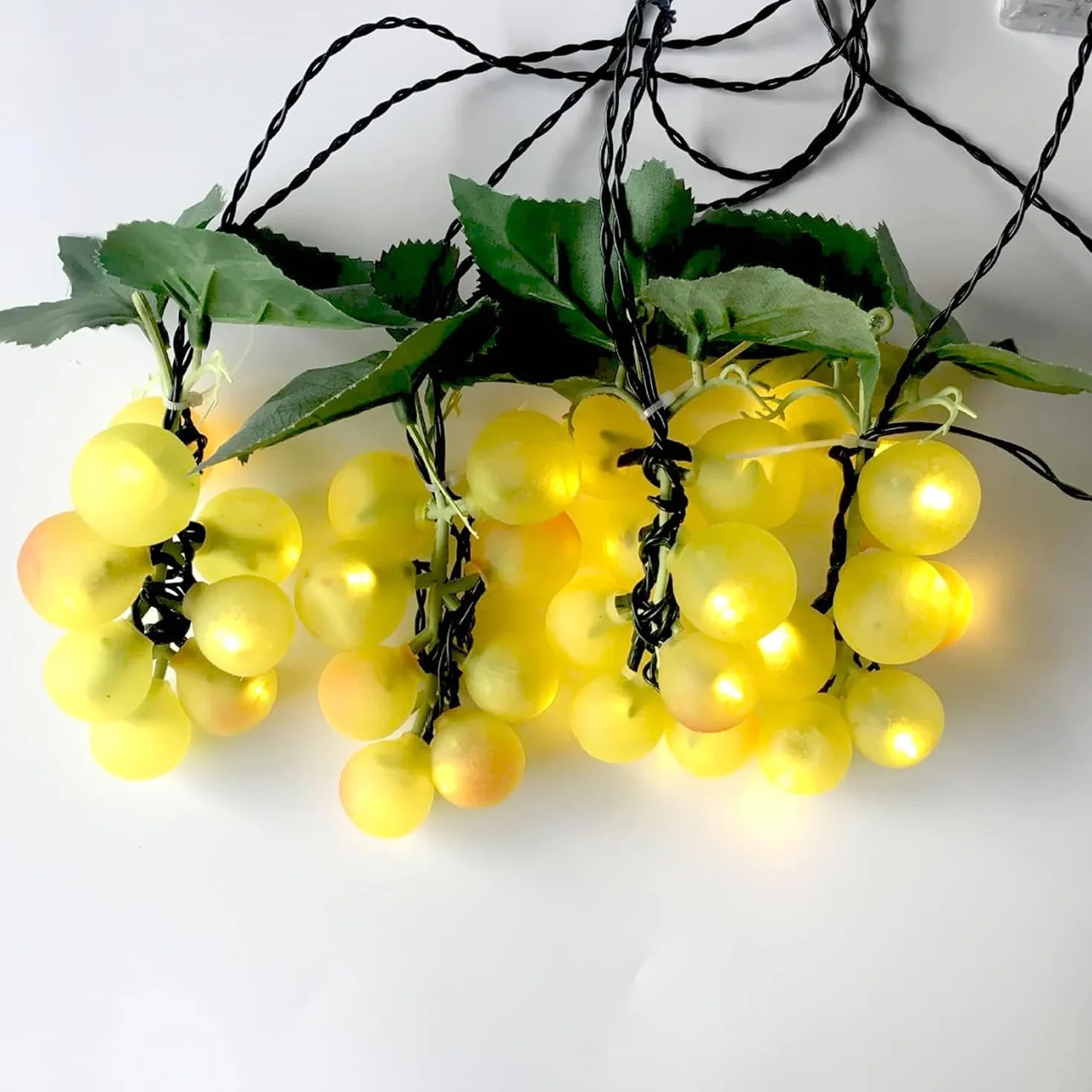 Guirlande solaire raisins LED étanche 80 LED décoration fruits lumière vert