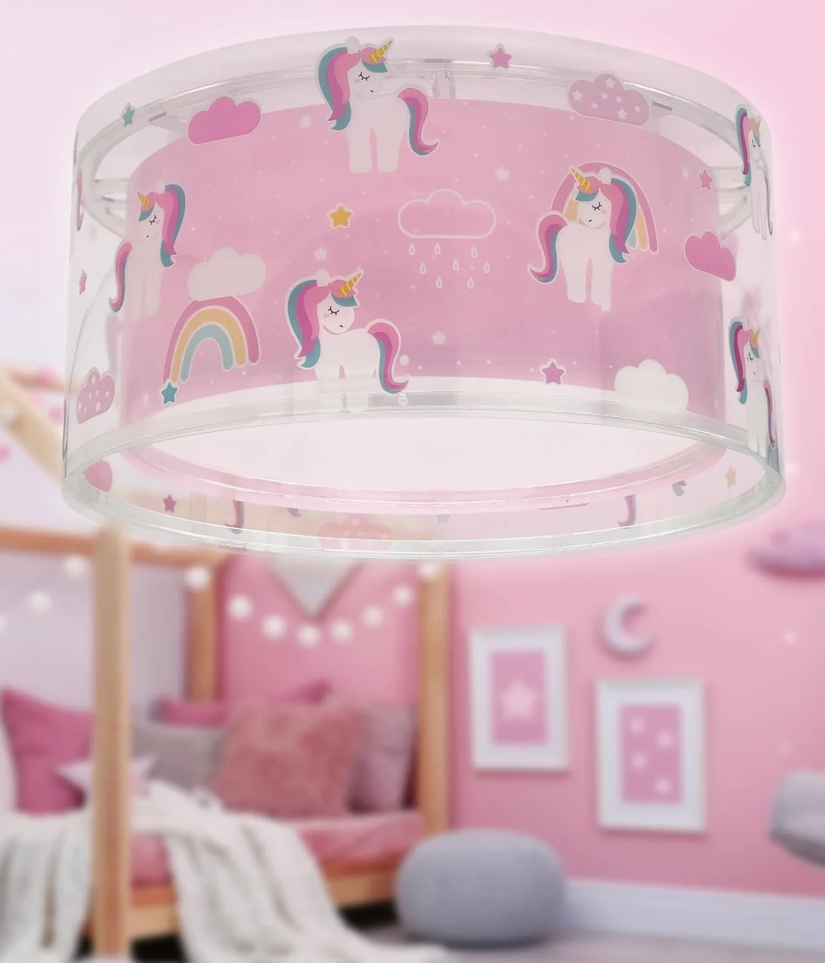 Dalber Plafonnier Enfant Lampe de Plafond Licornes E27 2x15W