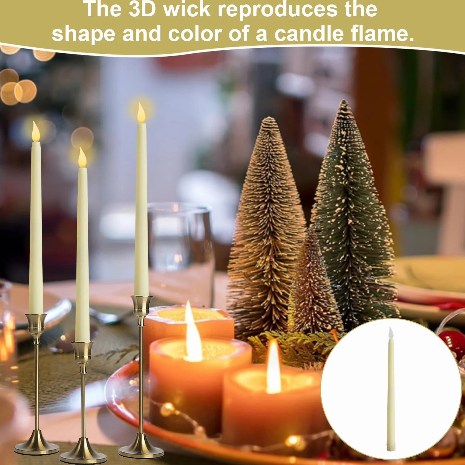 Bougies LED Flamme Vacillante Ivoire 6 Pièces Fausse Bougie Électrique Décorative