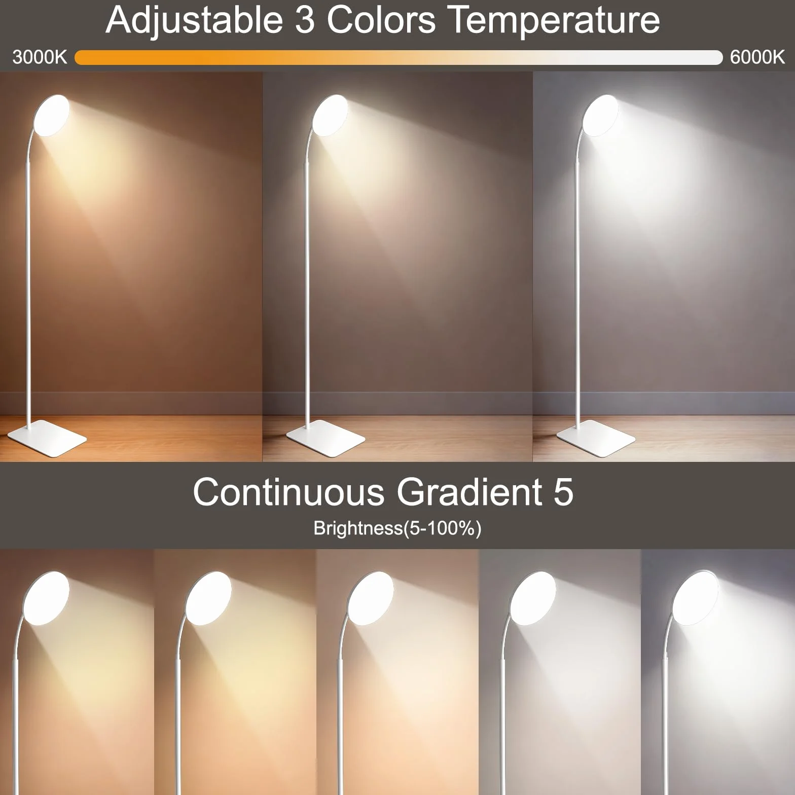 Lampe LED 15000 Lux Éclairage Rotatif 360° Charge USB Blanc