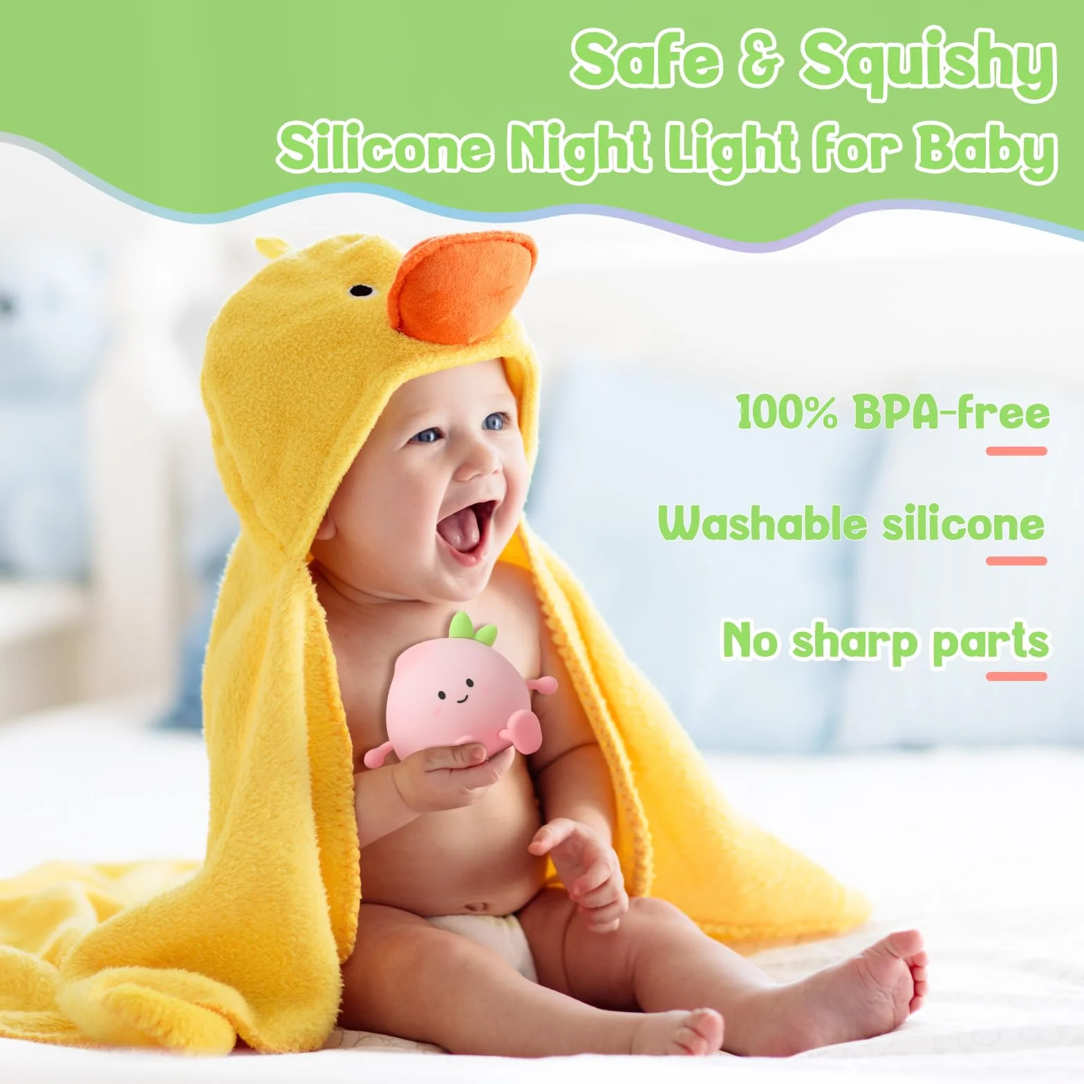 Veilleuse pour enfants Lampe de nuit silicone rechargeable Pêche