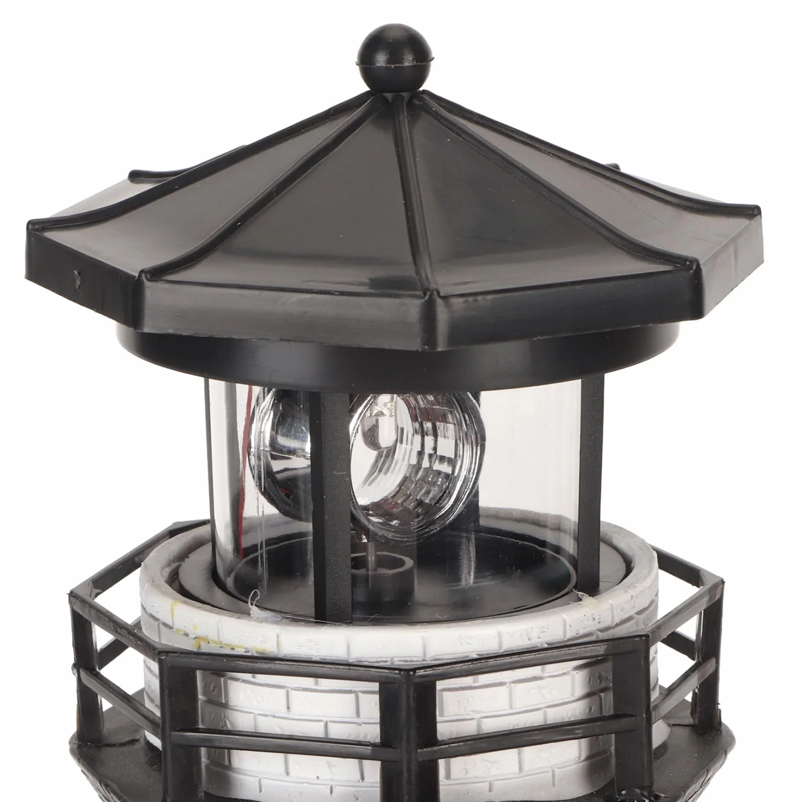 Solar Lighthouse 360° Rotating LED Garden Decoration Resin Black