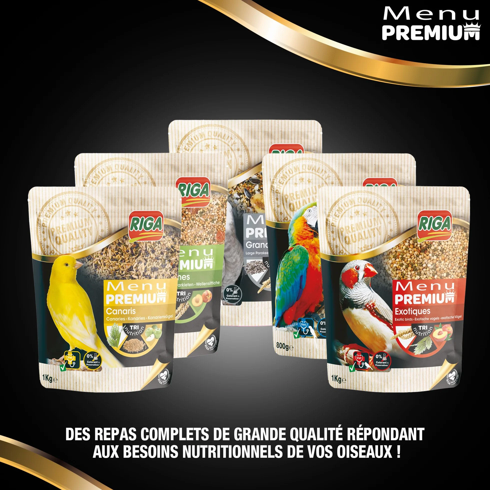Menu Premium pour Perruches Mélange de Graines Céréales et Fruits 1 kg