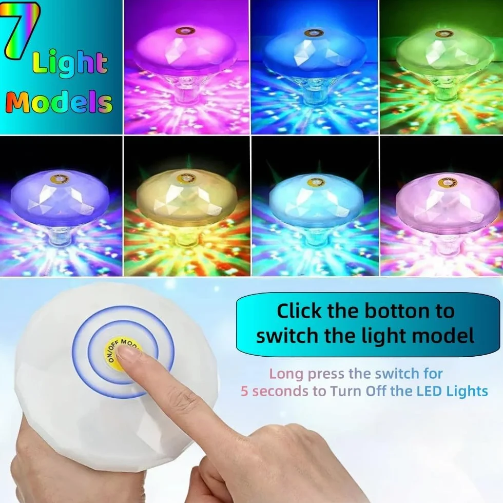 Esoes Lumières flottantes pour jacuzzi 7 modes étanches lampe sous-marine décorative piscine