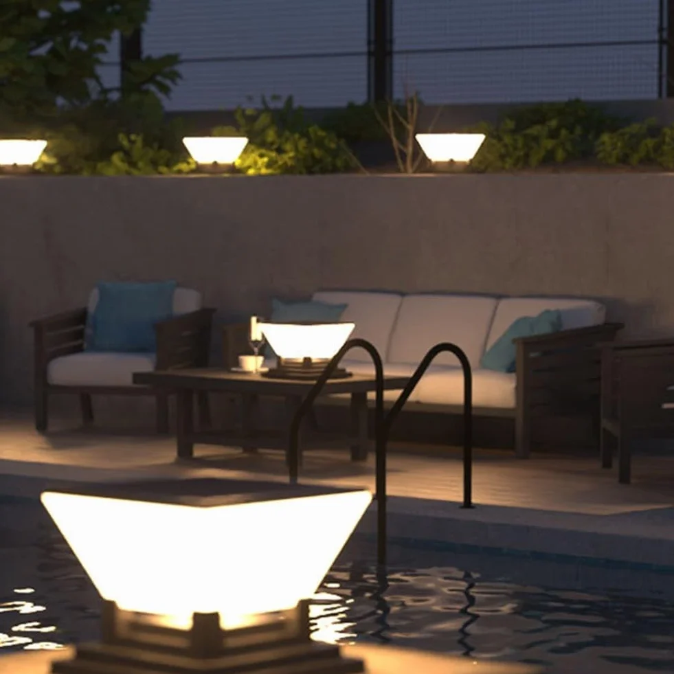 Lampe solaire LED pour clôture jardin IP65 3 modes couleur poteaux 17,8x17,8 cm noir