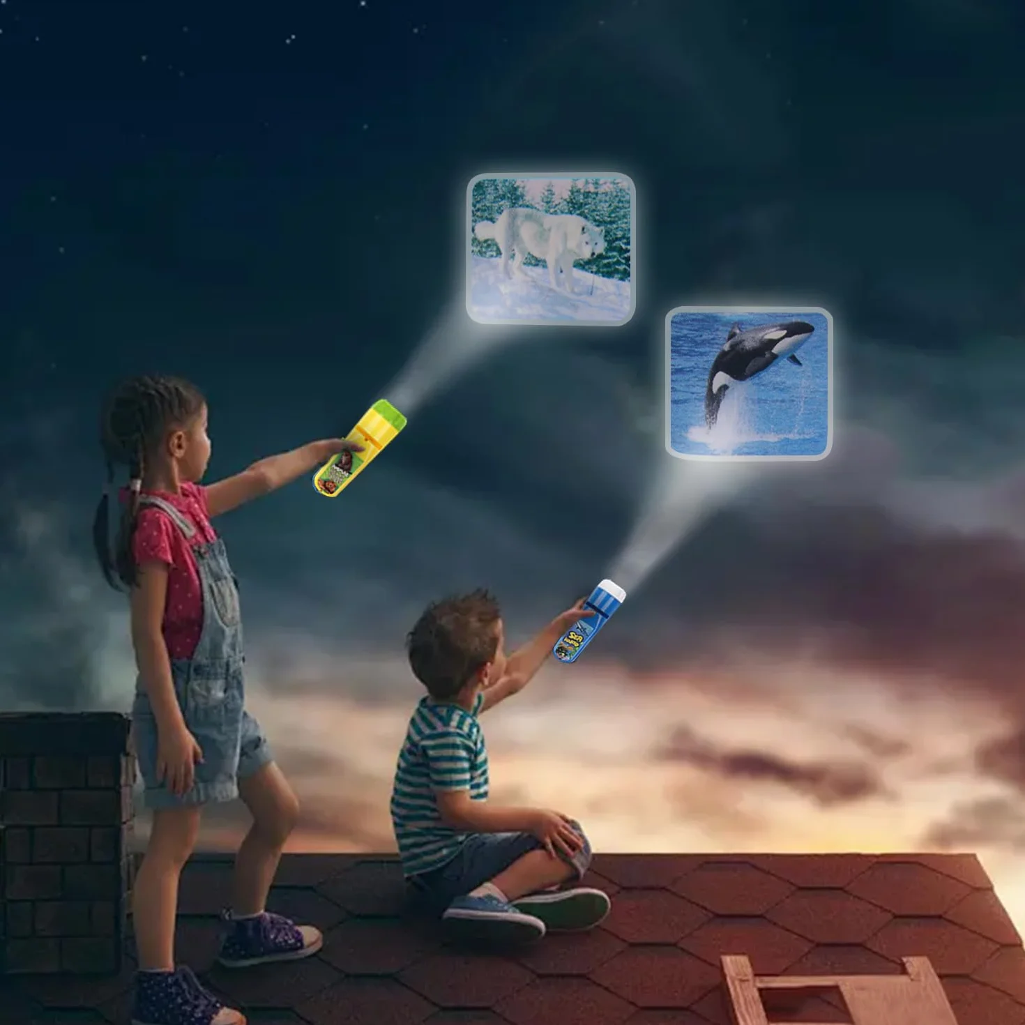 Georgie Porgy Projecteur Lampe de Poche Enfants Jouets Mur Plafond Tente Éducatif Ensemble Scientifique Monde Animal Marin