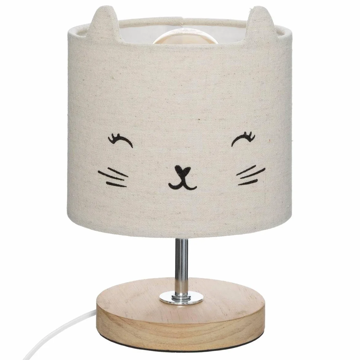 Atmosphera Lampe enfant Chat coton bois H21 cm