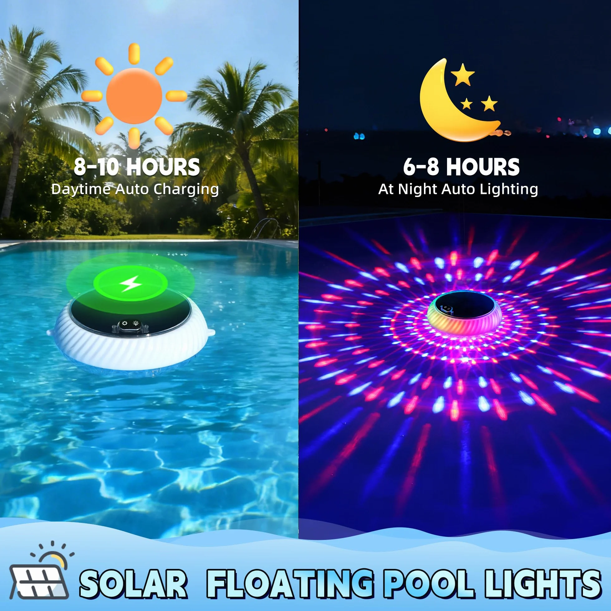 AearKing Lampe Piscine Flottante LED RGB Solaire avec Télécommande IP68