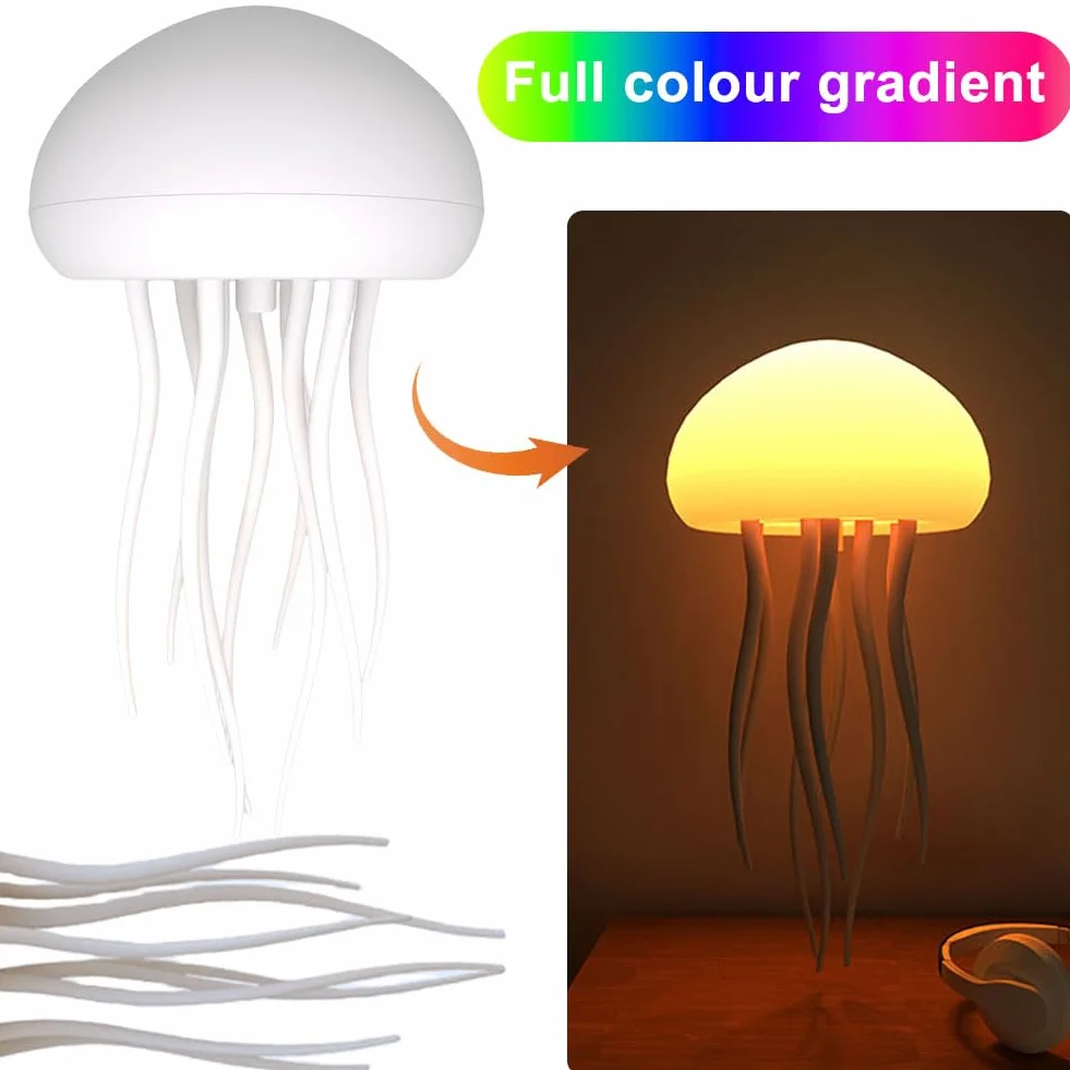 Lampe de chevet déformable méduse RVB charge USB-C commande vocale veilleuse tentacules flexibles
