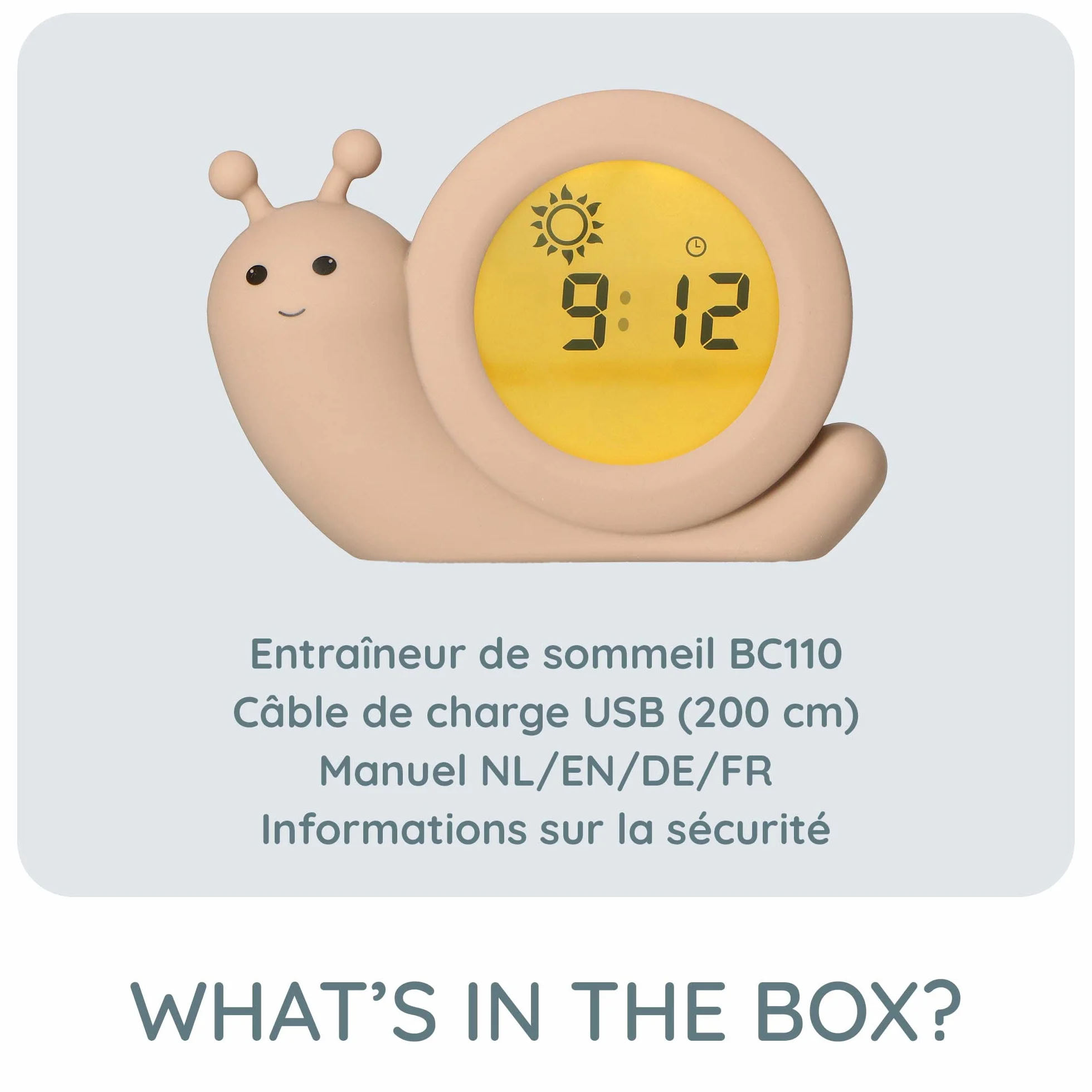 Alecto BC110BE Simon Réveil Enfant Éducatif Jour/Nuit Veilleuse Escargot