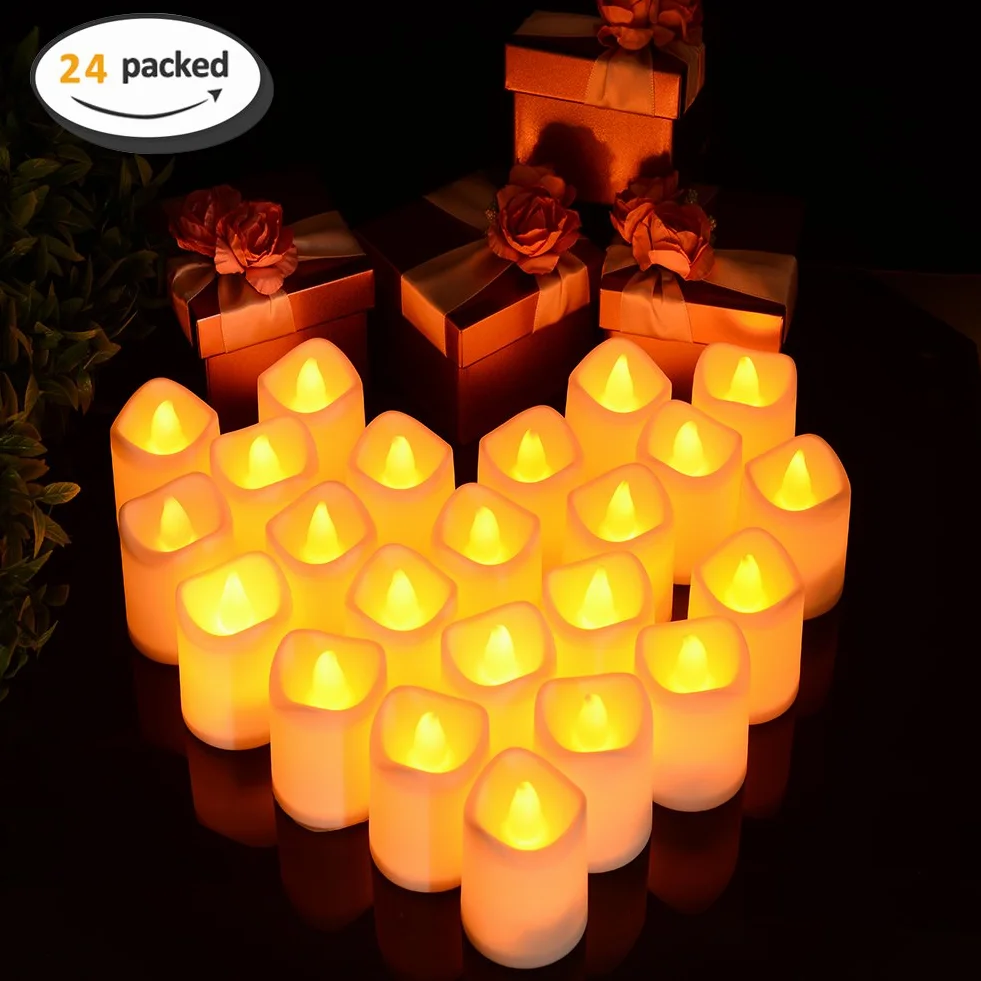 Litake Bougies LED 24 PCS Lumière Vacillante Chauffe-Plat sans Flamme avec Piles Décoration Fête