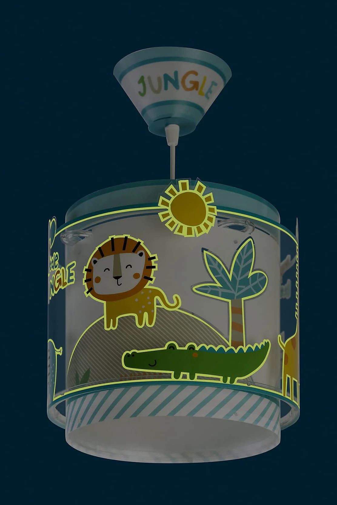 Dalber Lustre Chambre Lampe Suspension Enfant My Little Jungle Animaux Vert Lion Alligator Girafe E27
